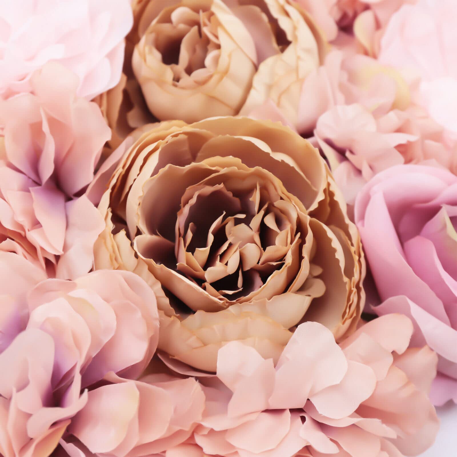 6 Pcs Artificial Rose Flower Wall Panel - Autumn Pink Floral Backdrop for Wedding, Party, Home Decor, Romantic Bouquet Decoration | Perfect for Photo Booths, Bridal Showers, and Event Backgrounds