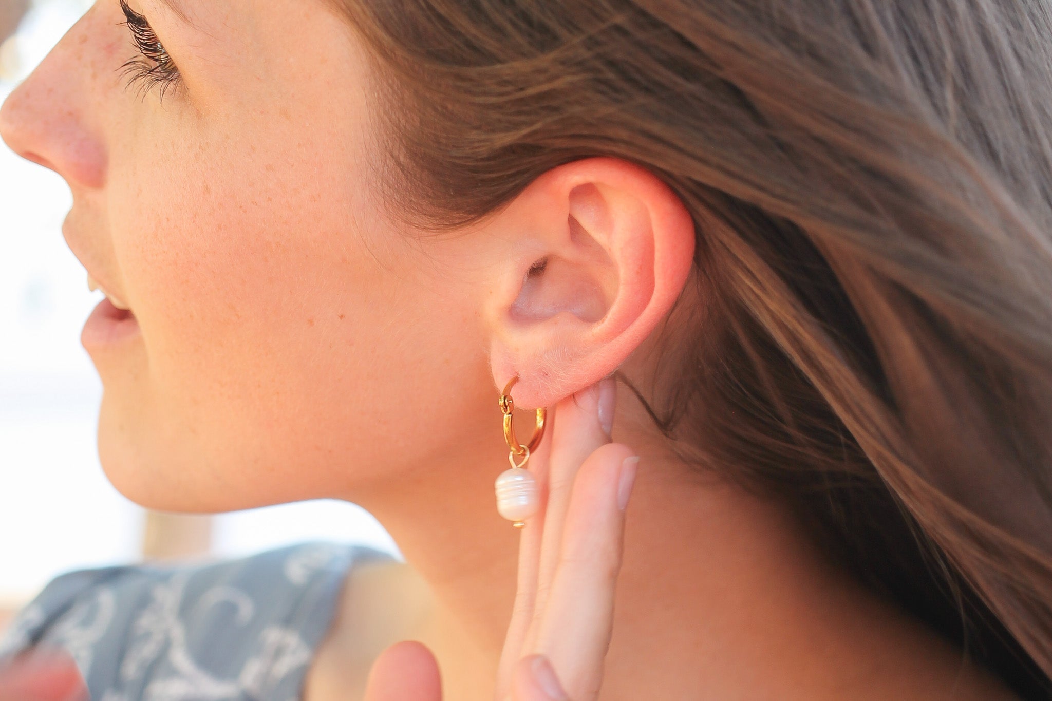 Elegant Freshwater Pearl Cape Cod Hoop Earrings - Perfect for Weddings, Parties & Everyday Wear