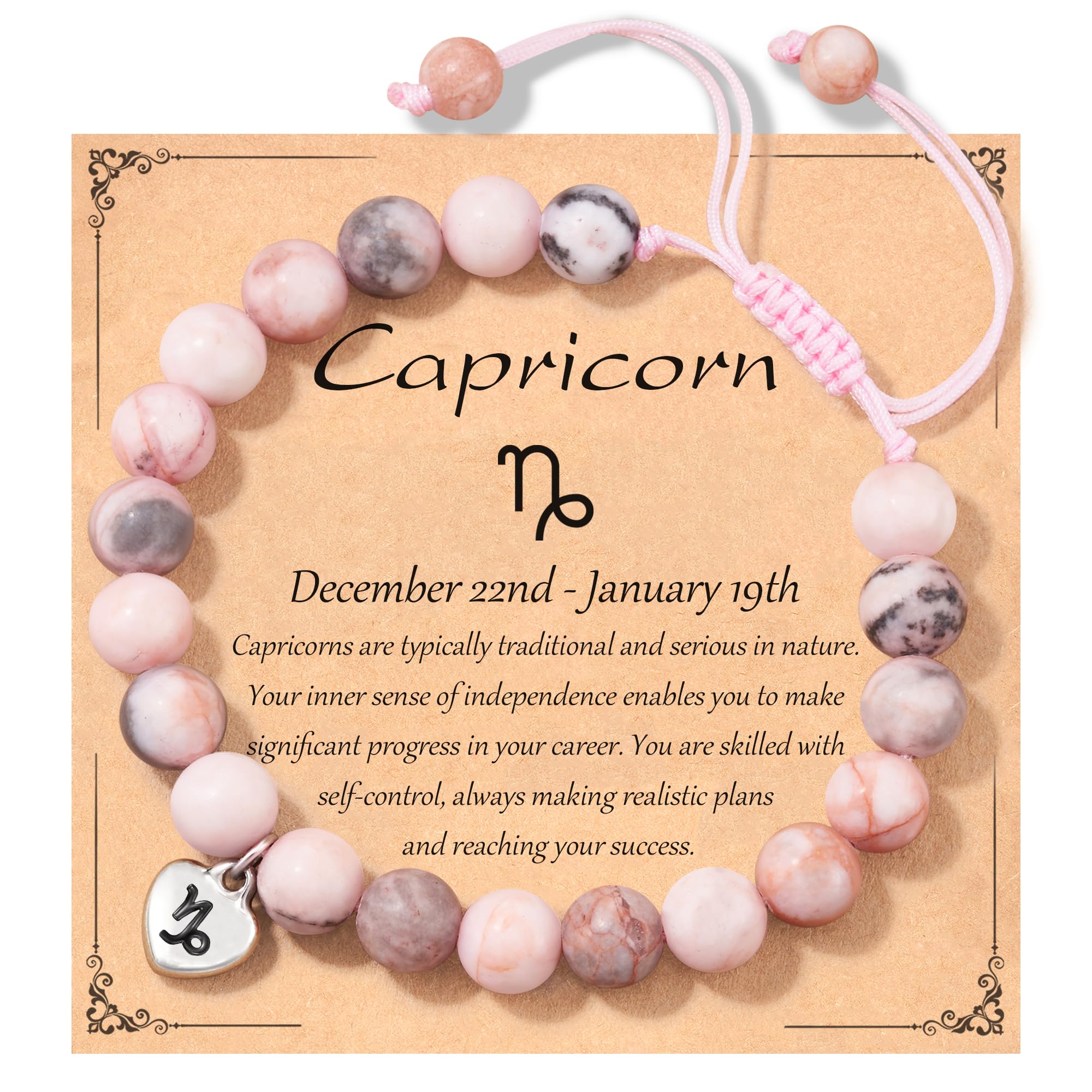 ASKRAIN Zodiac Bracelet for Women & Teen Girls - Natural Stone Zodiac Charm Adjustable Bracelet - Perfect Birthday & Christmas Gift - Ideal for Daily Wear, Spiritual Healing & Fashion Accessories