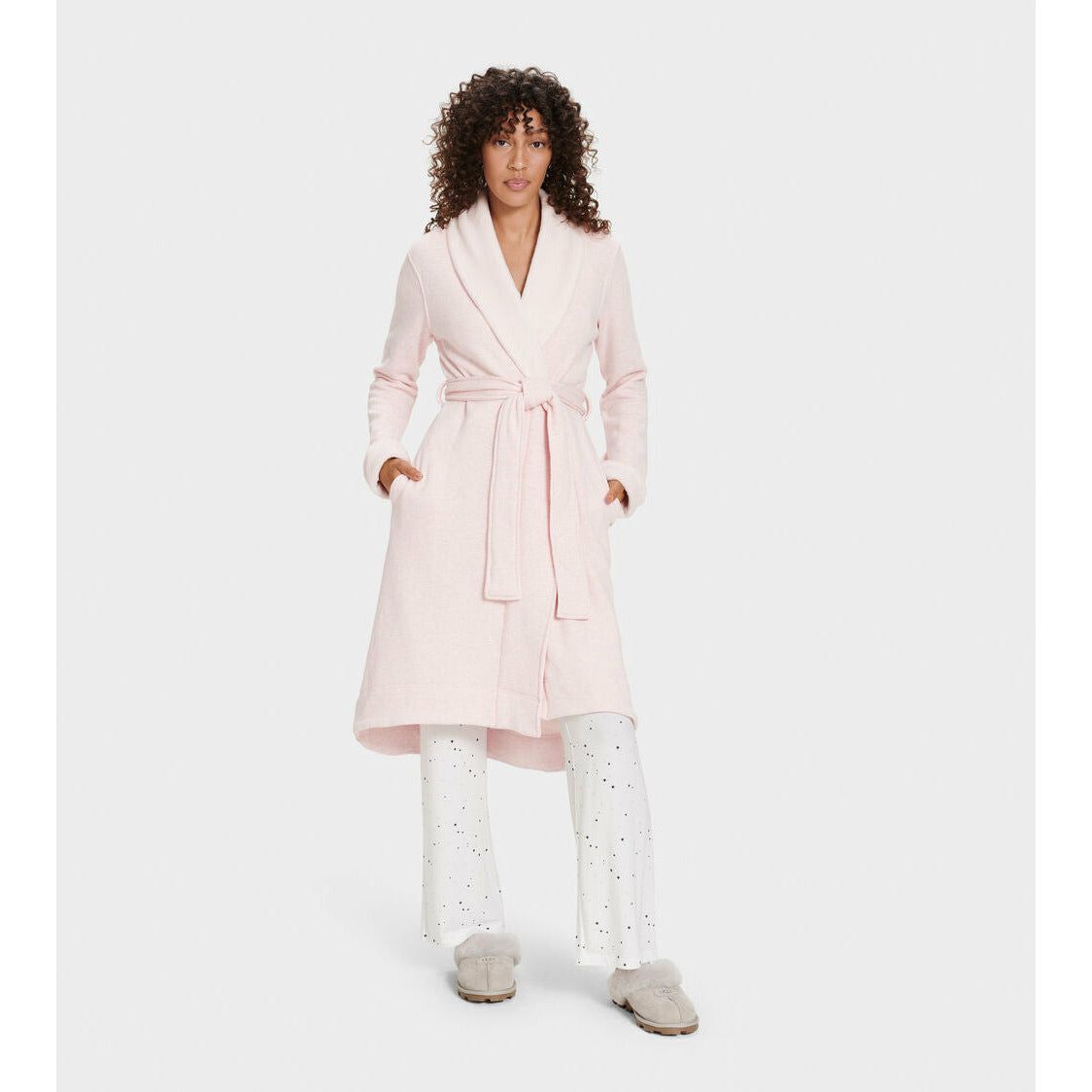 UGG Women's Duffield II Robe in Seashell Pink Heather - Cozy Fleece Bathrobe for Spa, Lounge & Home Relaxation