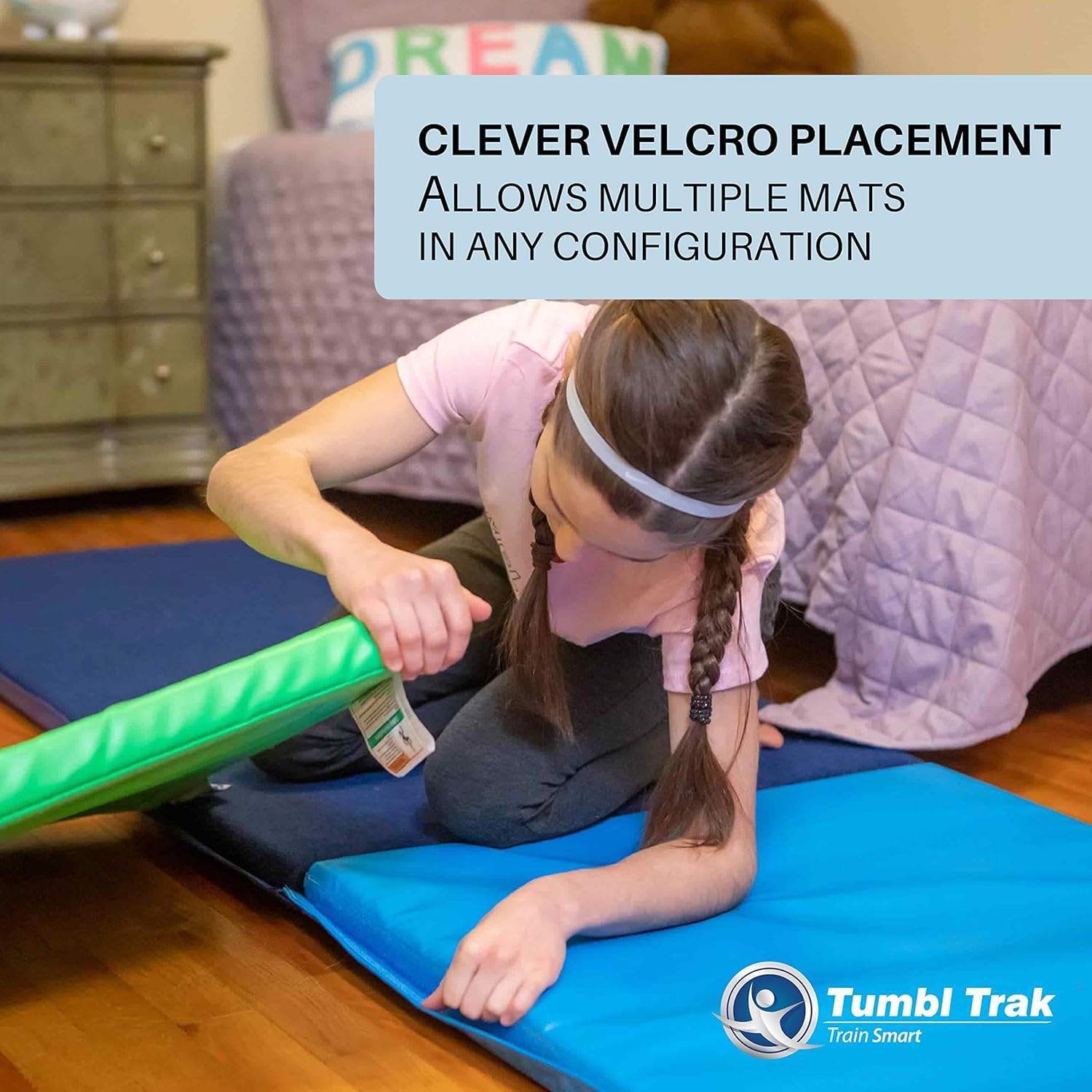 Tumbl Trak Build-A-Mat - Adjustable Gymnastics Mat for Cheerleading, Dance & Home Fitness Training | Perfect for Practice, Stretching & Tumbling Exercises