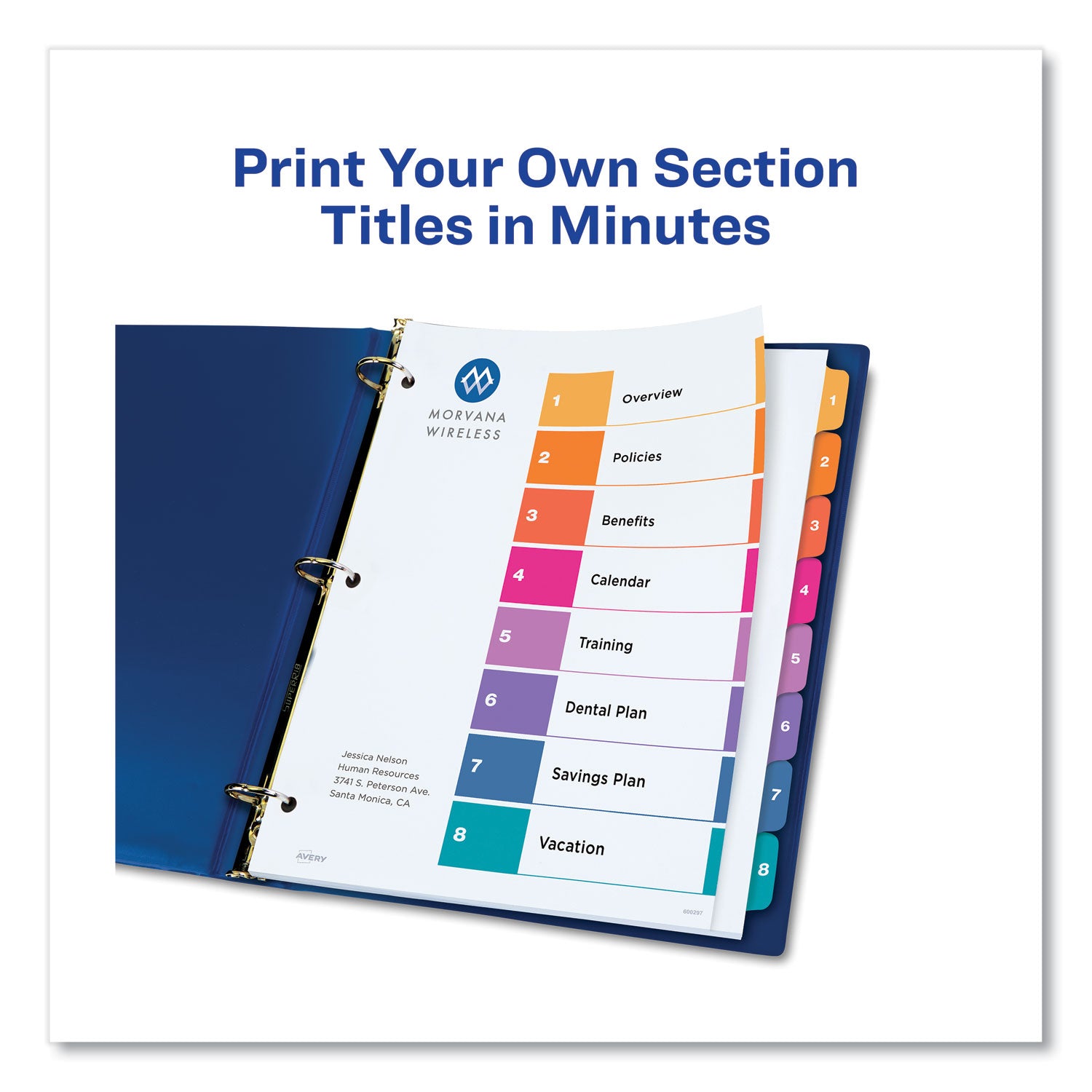 Avery® Customizable TOC Ready Index Multicolor Tab Dividers - 8 Extra Wide Tabs (1-8) - 11