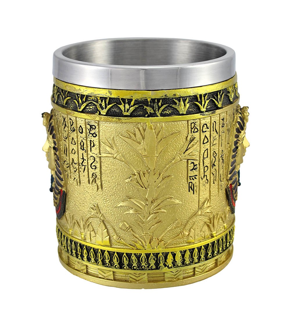 12 oz Golden Egyptian Coffee Mugs - Pharaoh & Isis Design - Premium Ceramic Travel Mug for Home, Office & Gifts - Perfect for Tea, Coffee & Hot Beverages