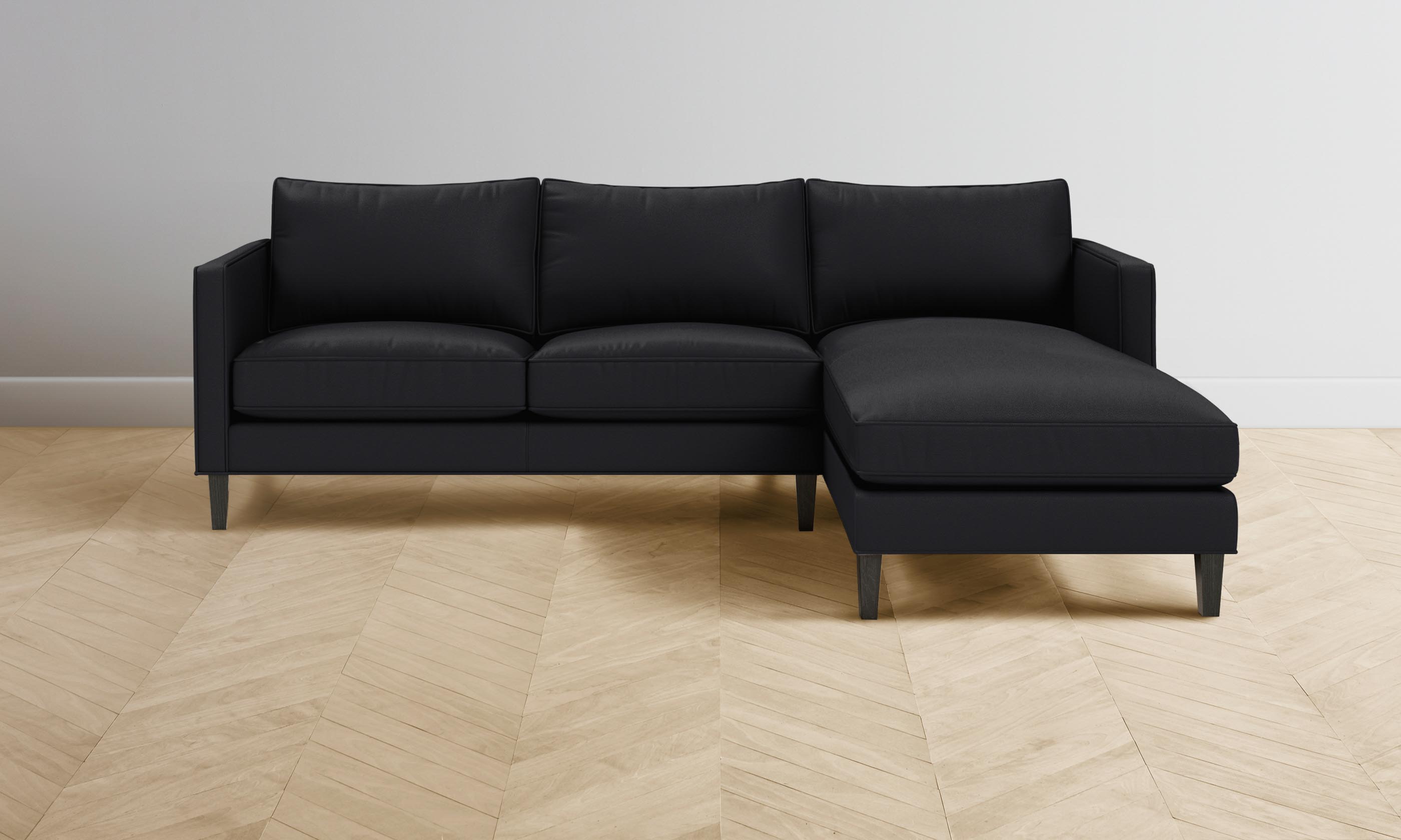 Premium Crosby Sectional Sofa with Pebbled Leather Upholstery in Ink Black - Perfect for Living Room, Lounge & Home Theater Comfort