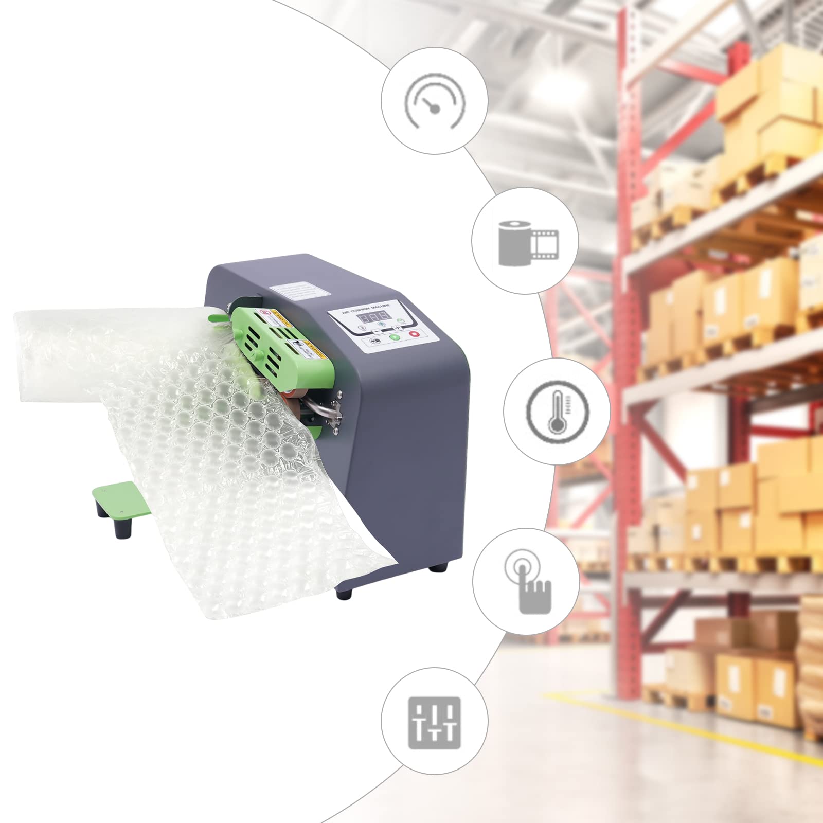 Air Cushion Machine for Packaging - 110V/220V 200W Bubble Wrap Maker with 12m/min Speed | Inflatable Air Pillow Cushion for Shipping Protection | Perfect for E-commerce, Fragile Items & Moving Supplies