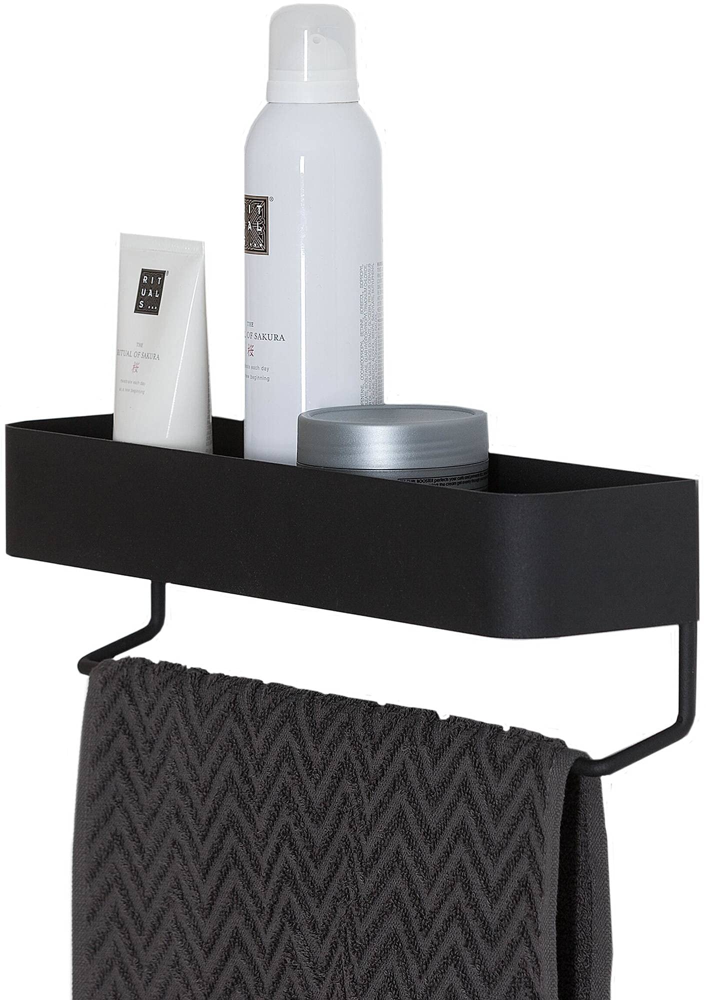 Black Metal Hand Towel Holder - Rustproof & Durable Bathroom Organizer for Kitchen, Bath, Laundry Room (One Size)