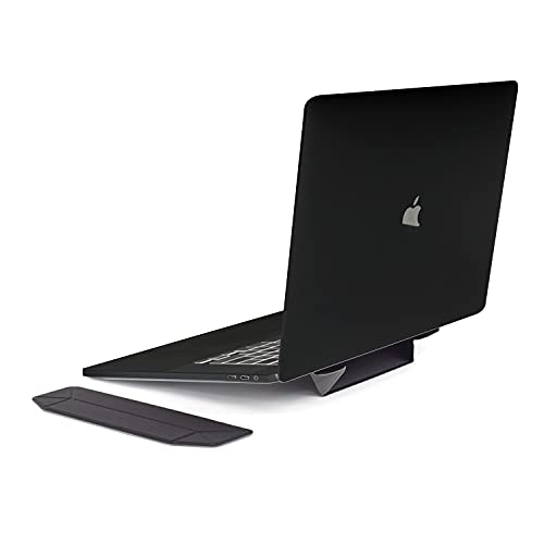 Mount Plus LS1 Flat Foldable Laptop Stand | Lightweight & Anti-Slide Portable Notebook Stand | Compatible with MacBook Air, Tablets & Laptops (Black) | Perfect for Home, Office & Travel Use