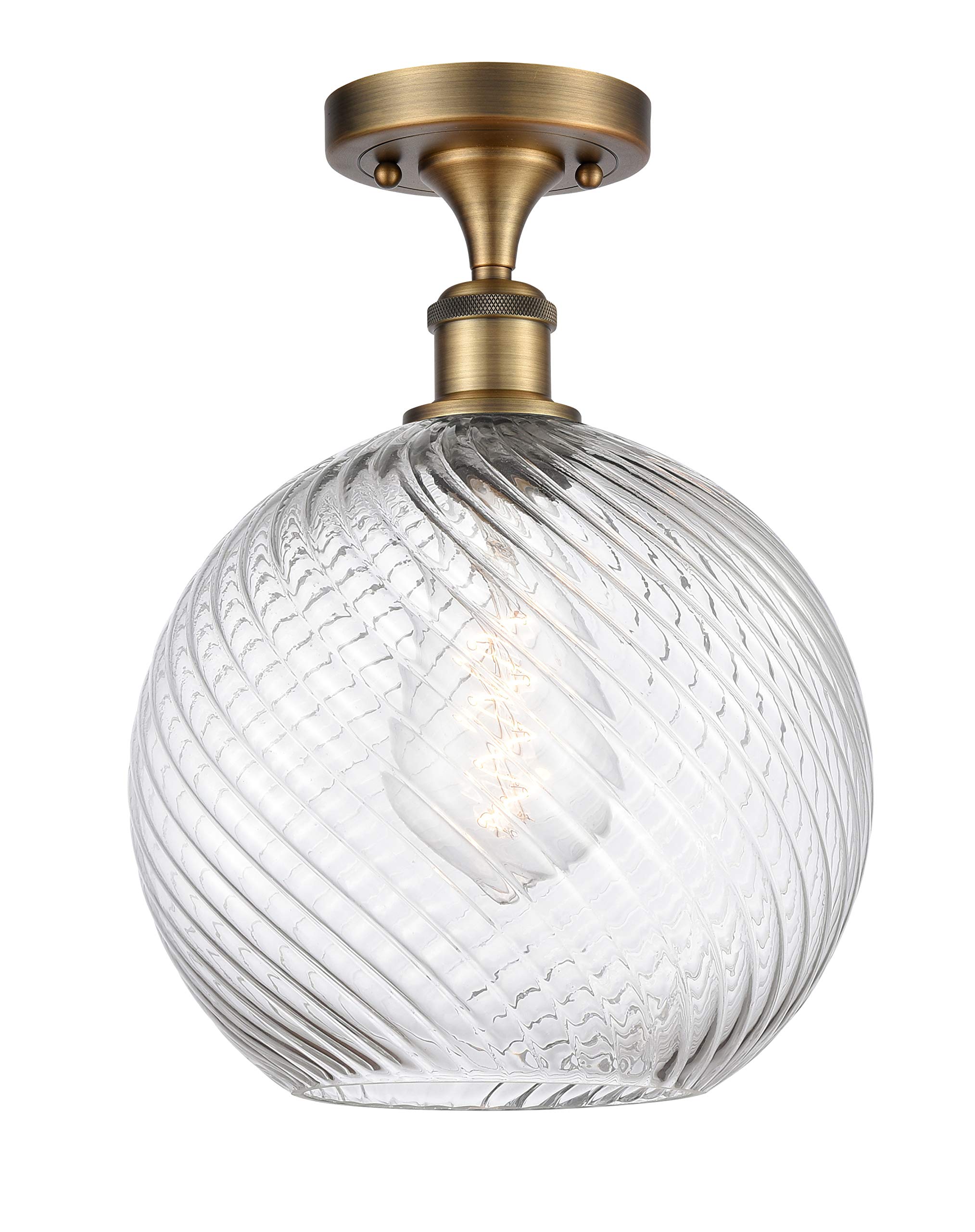 Innovations 516-1C-BB-G1214-10-LED Large Twisted Swirl Semi-Flush Mount Ceiling Light - Brushed Brass Finish - Ballston Collection - Perfect for Dining Rooms, Bedrooms & Entryways