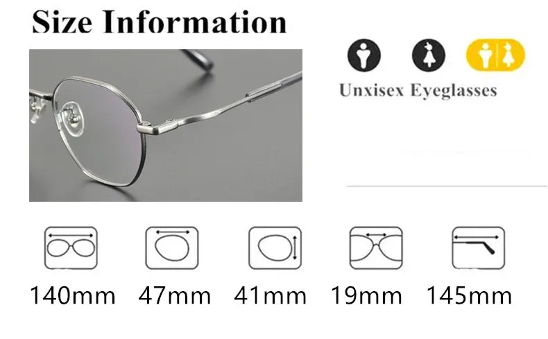 Aimee Unisex Full Rim Flat Top Round Polygon Titanium Eyeglasses 5016 - Lightweight & Durable Eyewear for Work, Reading & Fashion (Available in Multiple Colors)
