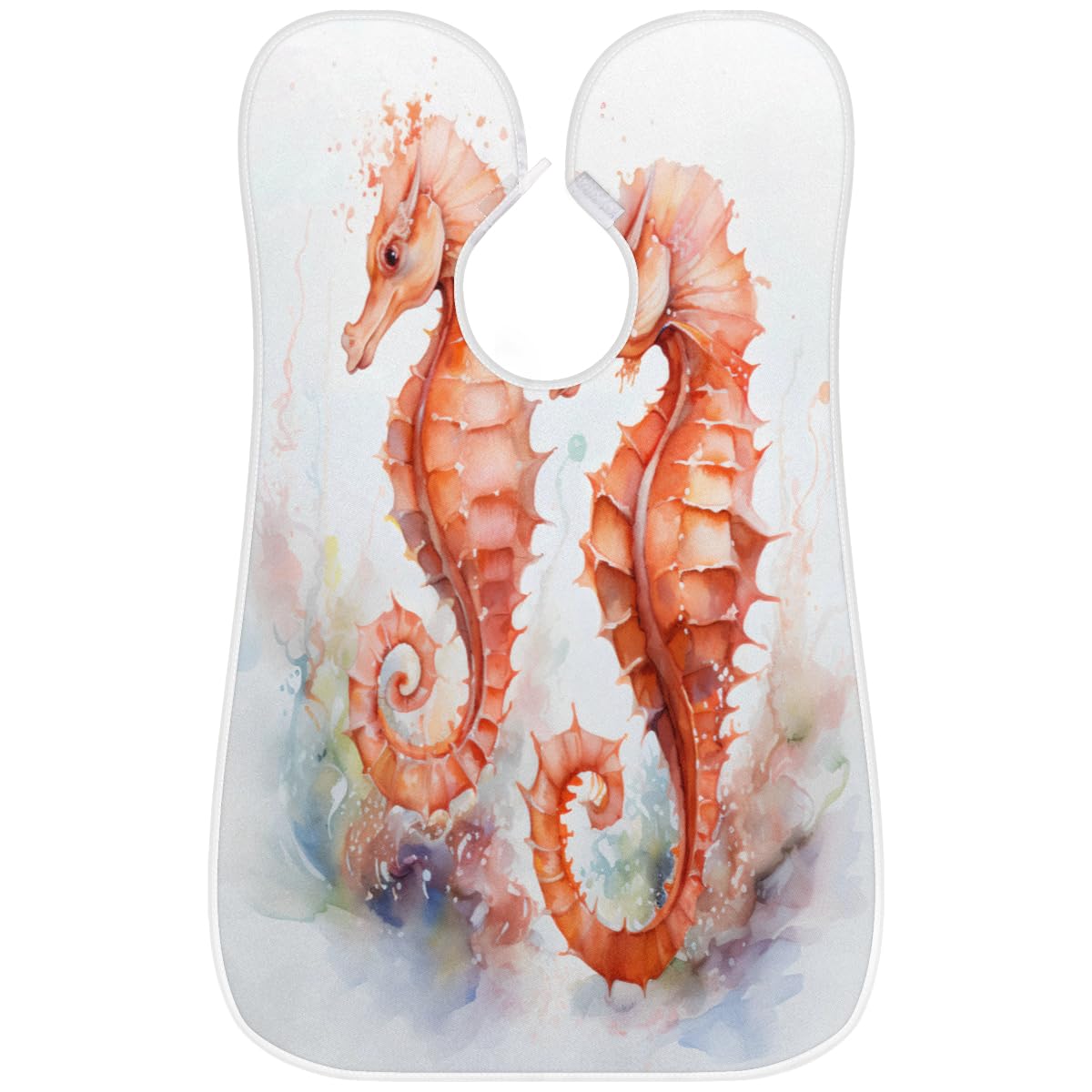 Ocean Watercolor Seahorse Beard Shaving Bib for Men - Waterproof Hair Dye Apron & Makeup Cape for Barbers, Stylists & Artists - Sink Hair Catcher for Beard Trimming & Haircut - Perfect Salon Accessory & Gift for Hair Professionals