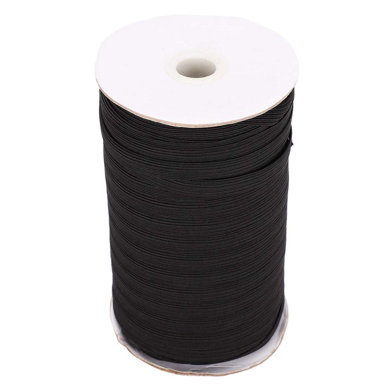 Premium Flat Elastic Rope - Durable Stretch Band for Sewing, Clothing, Hair Accessories & Home Decor - Black Elastic Cord for DIY Crafts, Waistbands, Necklines & Laces - Perfect for Tailoring, Fashion Design & Craft Projects