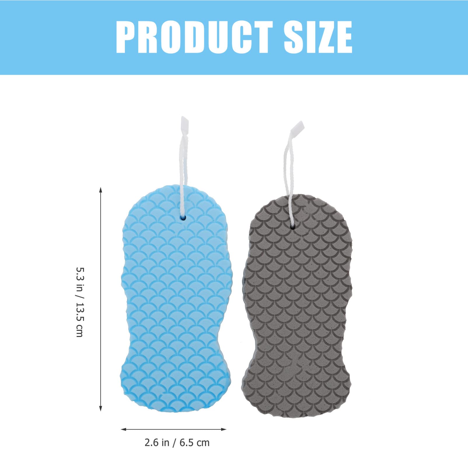 EXCLUZO 2-Pack Soft Exfoliating Bath Sponge for Adults & Kids - Gentle Body Scrubber with Hanging Loop, Blue & Grey - Perfect for Shower, Spa & Daily Skin Cleansing