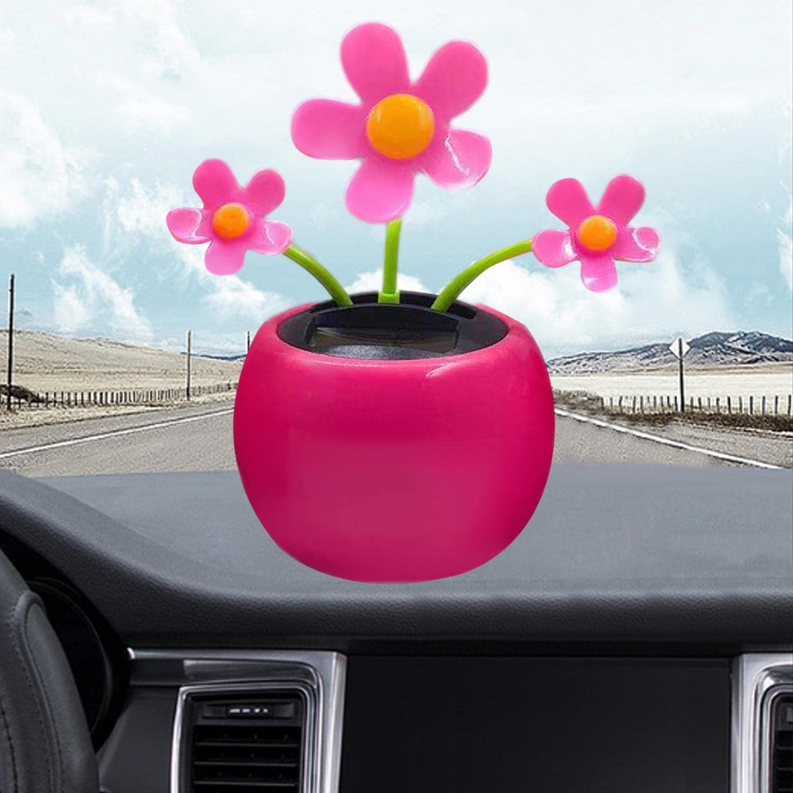 Solar Powered Dancing Flower Bobblehead - Car Dashboard Decoration with Swing Motion, Eco-Friendly Solar Toy for Car Interior, Perfect for Road Trips and Office Desk Decor