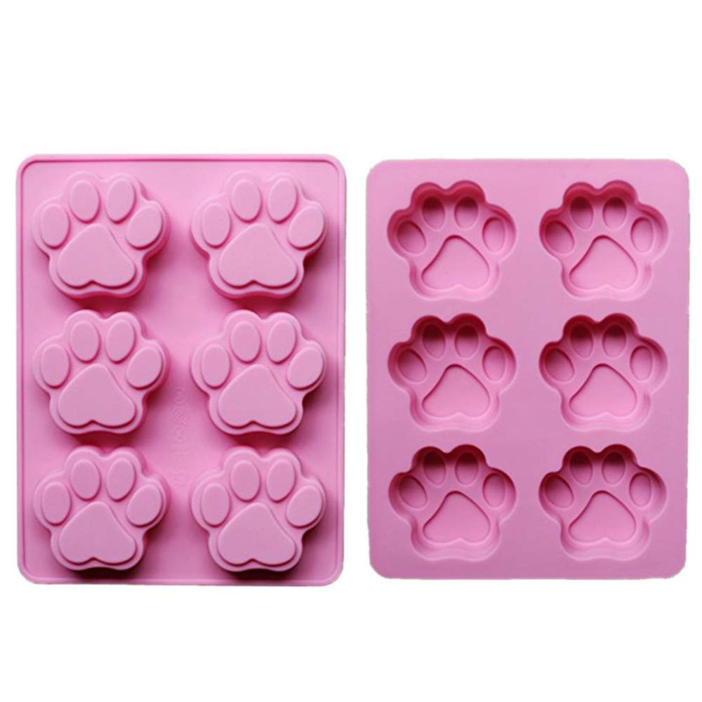 2-Pack Pink Dog Paw Print Silicone Mold Set for Baking - DIY Dog Treats, Chocolate, Candy Making | Oven, Microwave & Freezer Safe | Perfect for Pet Birthday Parties, Homemade Dog Snacks & Holiday Treats