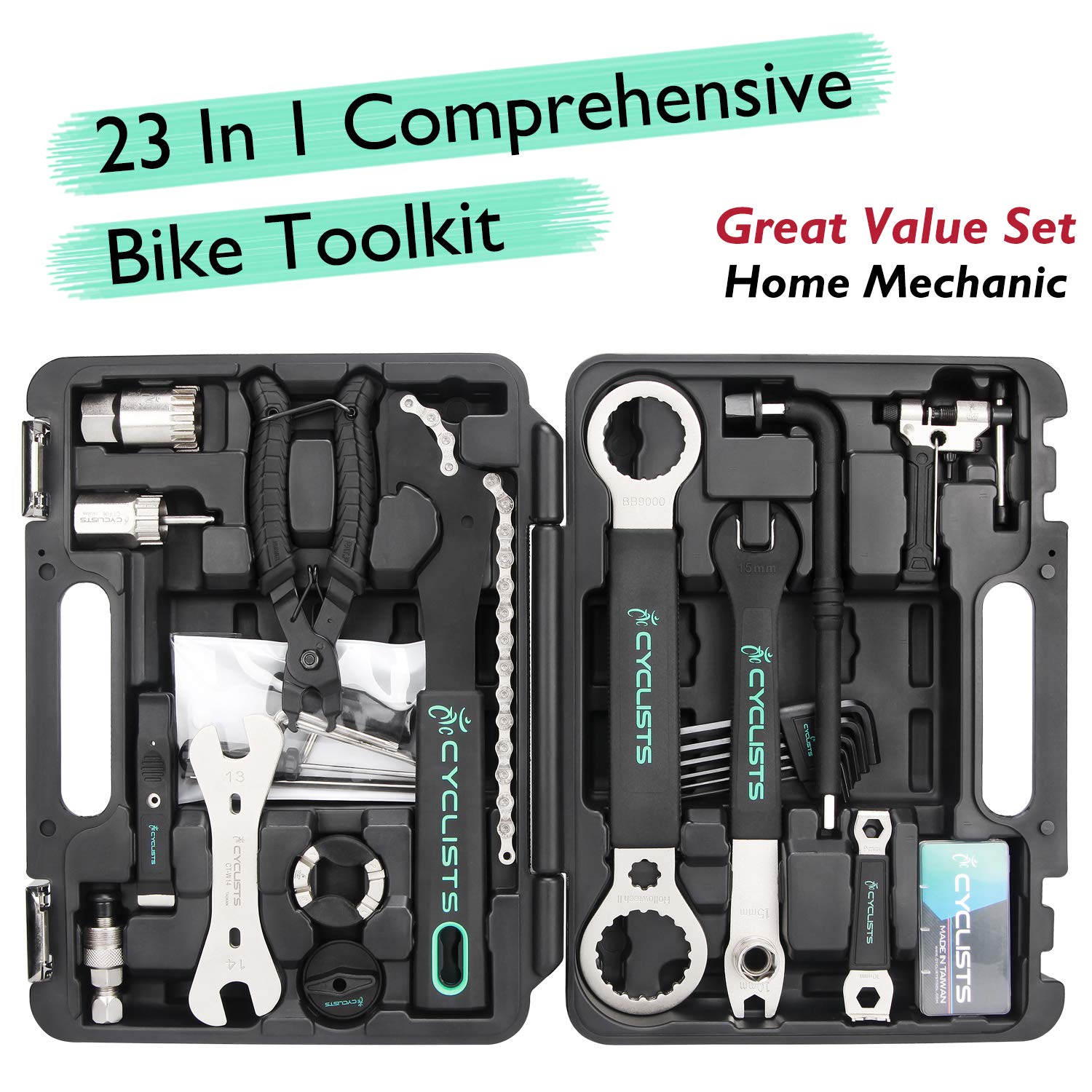 23-Piece Bike Tool Kit - Professional Bicycle Repair Tool Set for Mountain & Road Bikes with Storage Case - Perfect for Home Mechanics & Cycling Enthusiasts