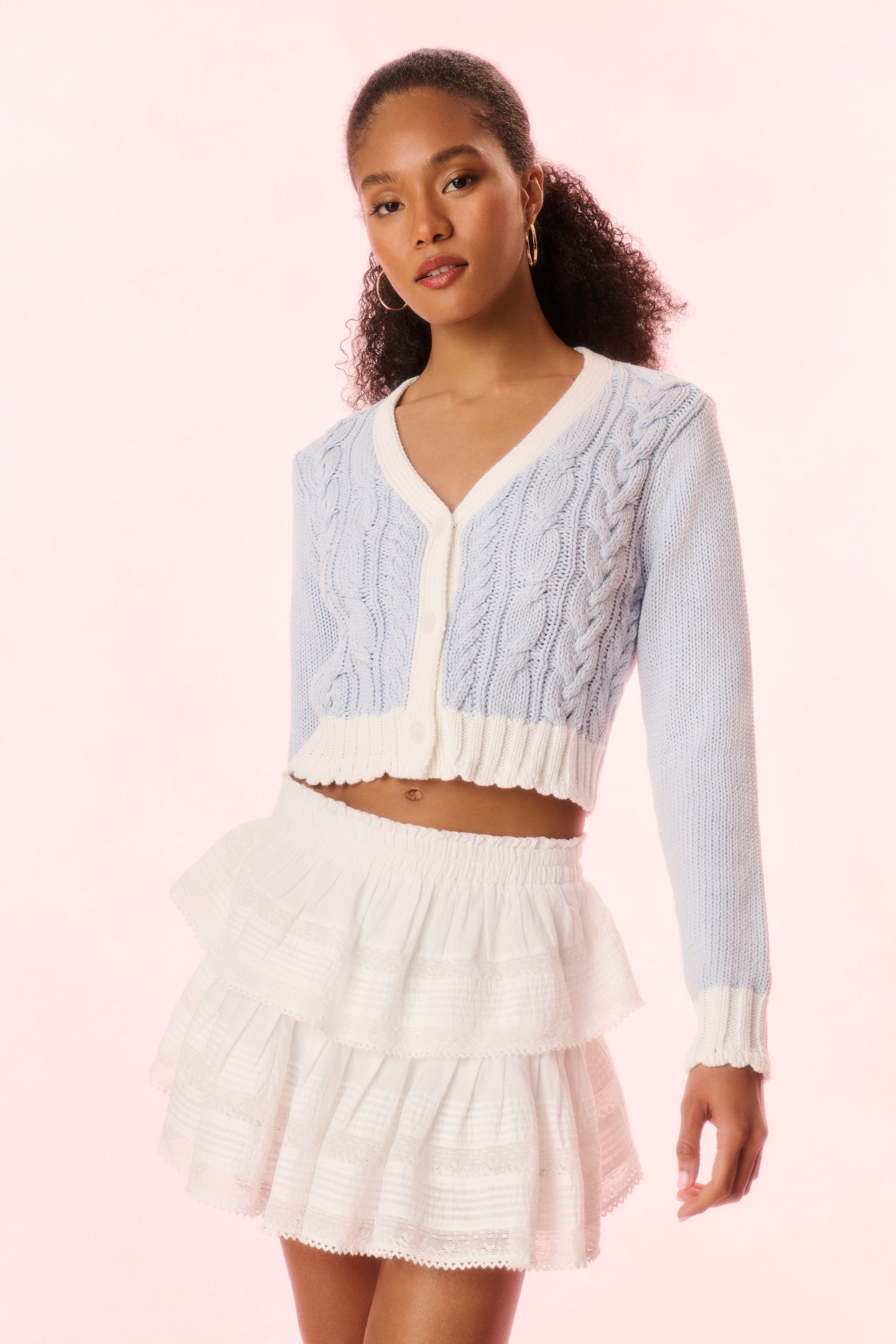 Hyacinth Cropped Cable Knit Cardigan Sweater - Women's Chunky Knit Fall Winter Fashion - Perfect for Office, Date Night & Cozy Evenings