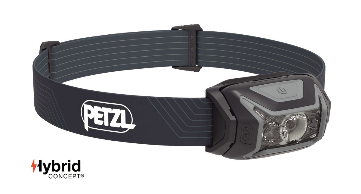 Actik Headlamp Grey - 300 Lumen Rechargeable LED Headlight for Camping, Hiking, Running & Outdoor Adventures