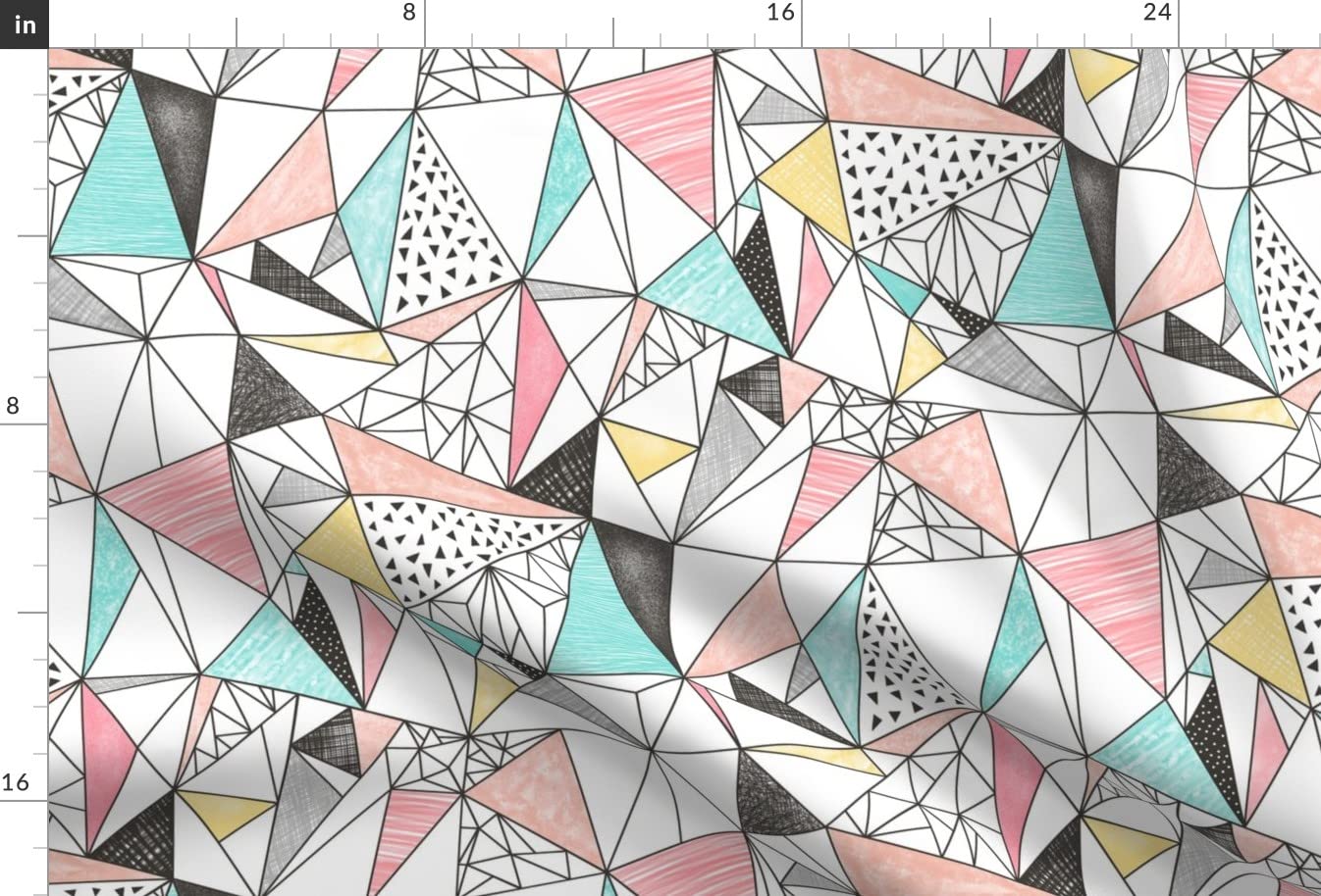 Triangles Watercolor Pencil Geometric Printed Minky Fabric Fat Quarter - Soft Plush Fabric for Sewing Baby Blankets, Quilt Backing & DIY Plush Toys - Perfect for Nursery Decor, Craft Projects & Gift Making