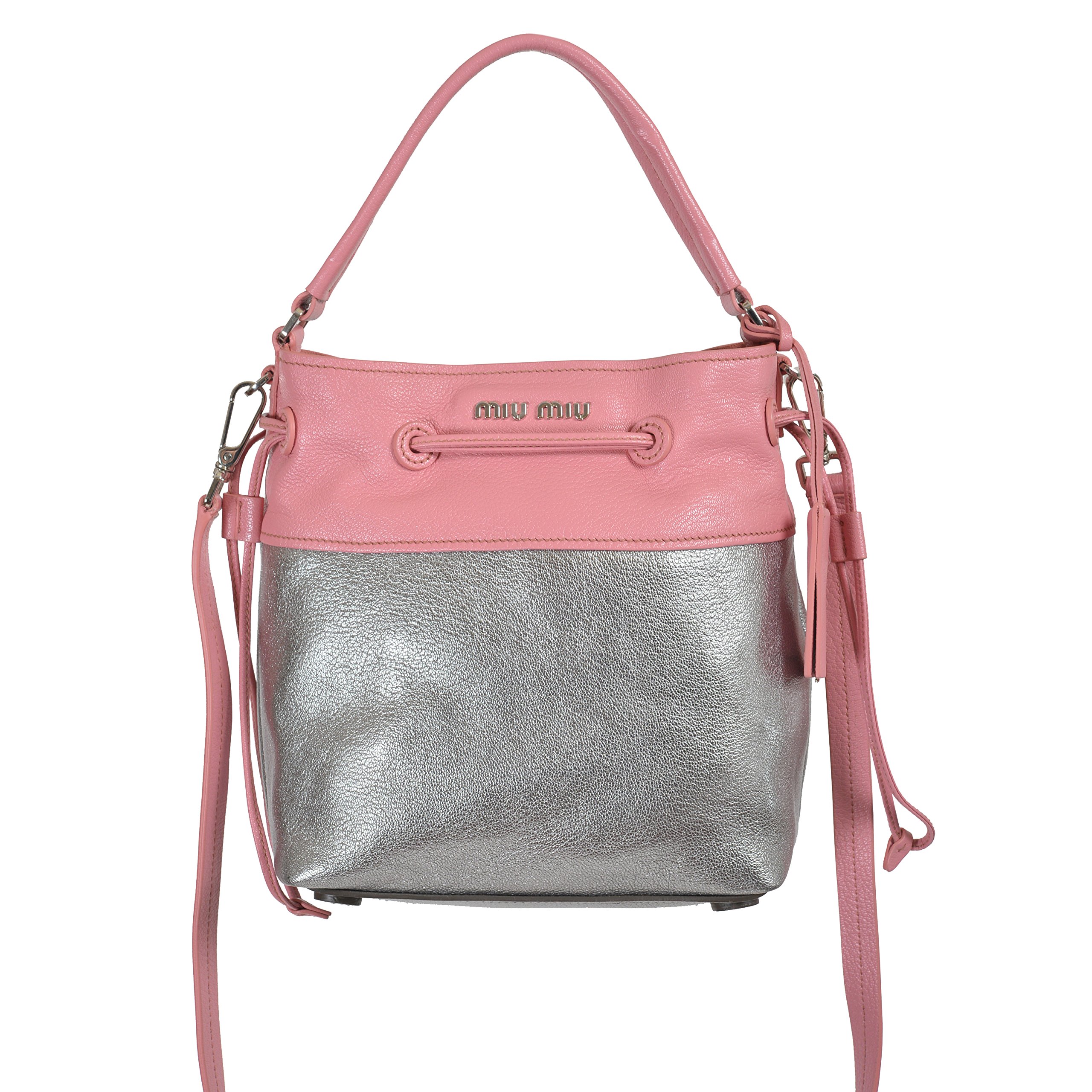 Miu Miu Women's Two Tone Leather Bucket Bag - Stylish Shoulder Handbag for Everyday Use, Work & Date Night | Premium Designer Purse for Women