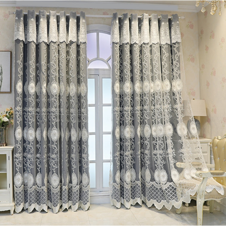 Galilea Two Layer French Style Embroidery Blackout Custom Curtains for Living Room & Bedroom - Elegant Window Treatment for Home Decor