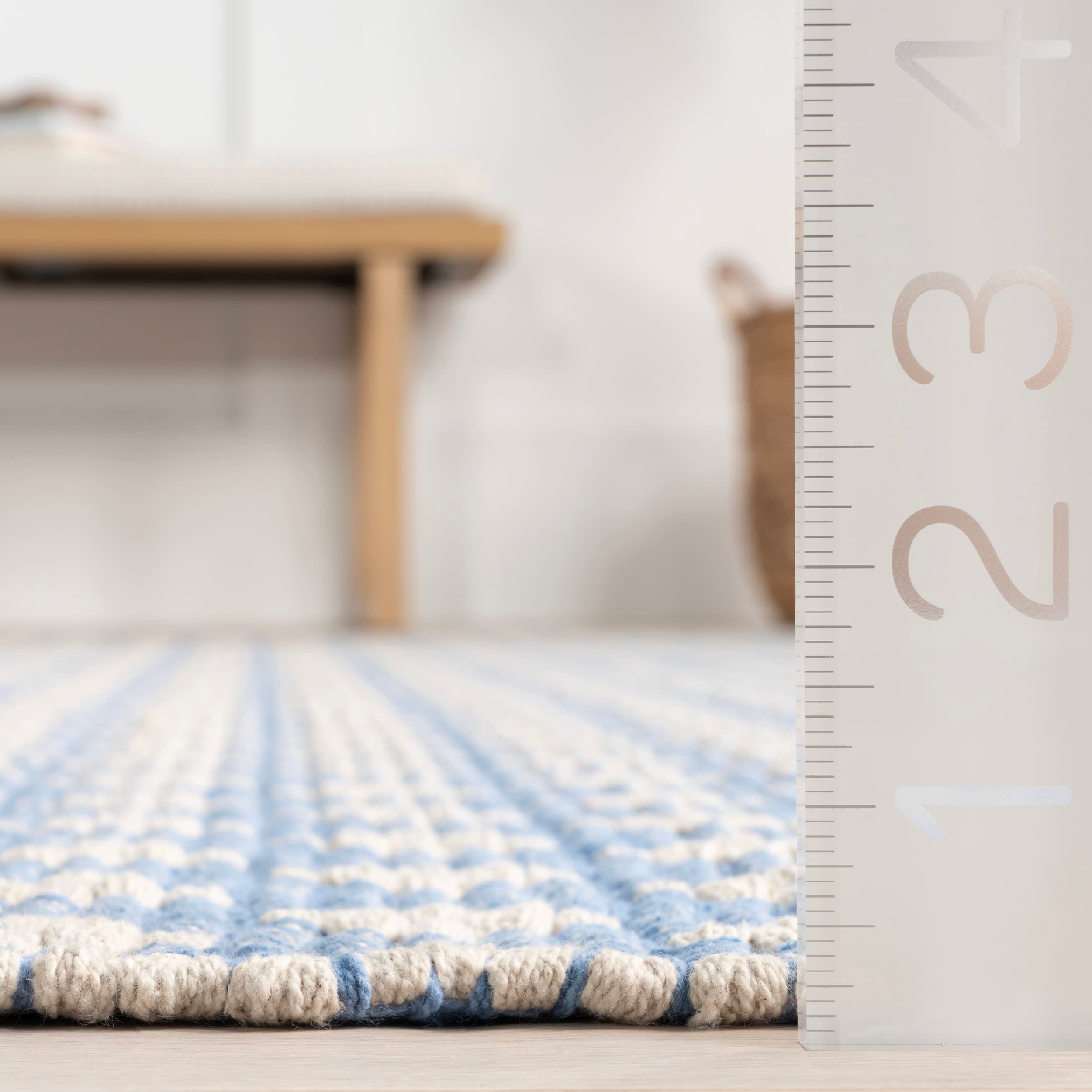 Handwoven Cotton Diamond Area Rug - Soft & Durable Blue Floor Mat for Living Room, Bedroom, Nursery | Eco-Friendly Home Decor