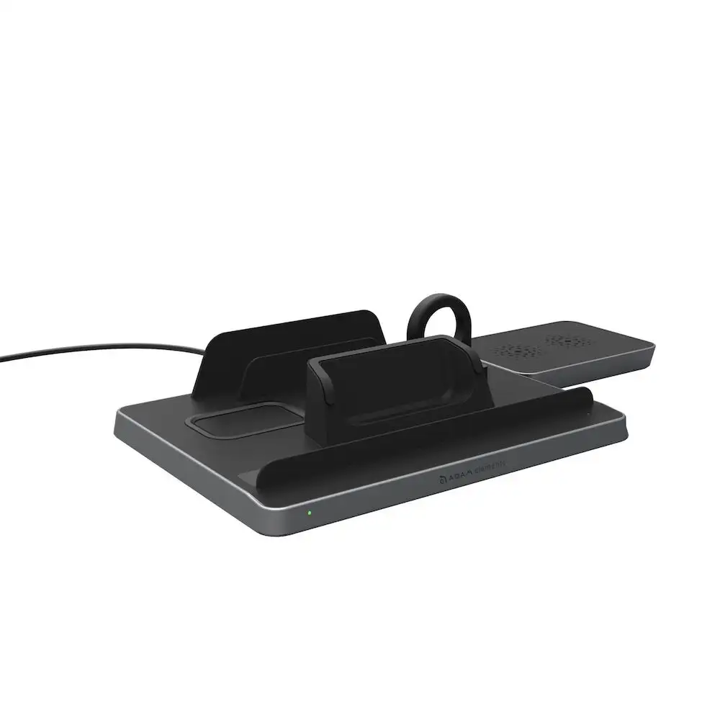 Adam Elements OMNIA Q5 5-in-1 Wireless Charging Station for iPhone, Samsung, AirPods, Apple Watch & Qi Devices - Fast Charging Pad with Nightstand Mode - Perfect for Home, Office & Travel (Black)