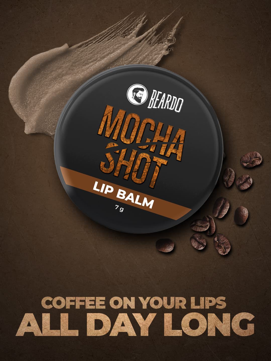 BEARDO Mocha Shot Lip Balm for Men - Moisturizing & Non-Tinted Lip Care | Heals Dry, Chapped & Cracked Lips | 7g Brown | Perfect for Daily Use, Outdoor Activities & Gifts