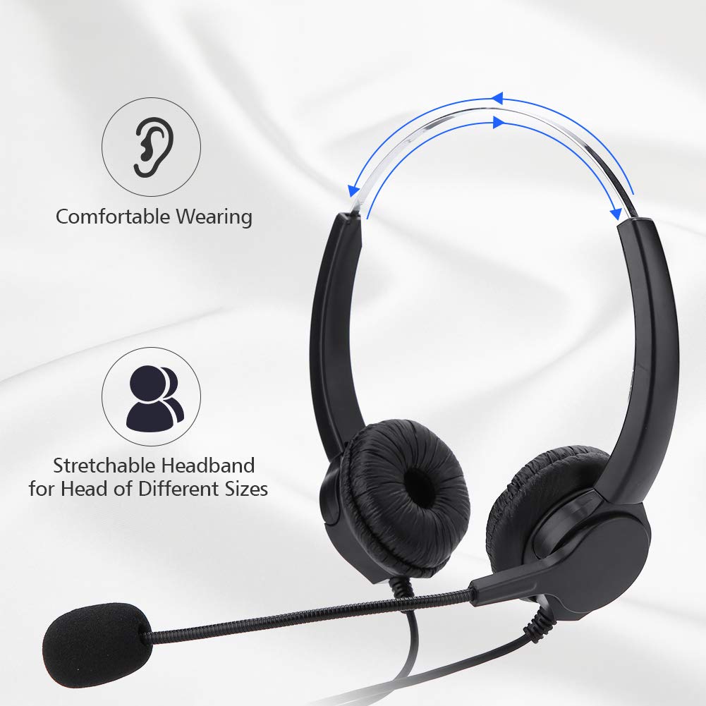Professional Noise Cancelling Call Center Headset with RJ9 Connector - Crystal Clear Office Phone Headset for Comfortable Long Wear | Ideal for Telephone Counseling Services & Customer Support Teams