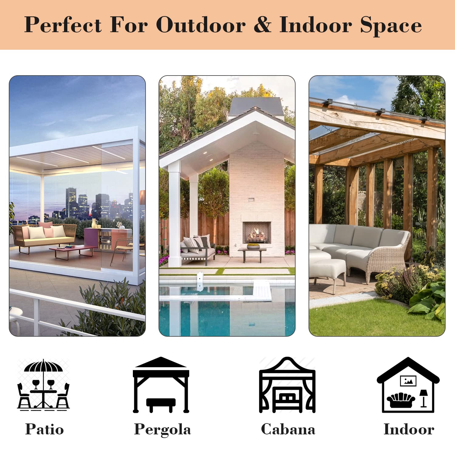 BONZER Waterproof Outdoor Curtains for Patio - 52x84 Inch Weatherproof Tab Top Panel in Orange - Perfect for Porch, Pergola, Gazebo, Cabana & Pavilion - Great for Sun Protection and Outdoor Privacy