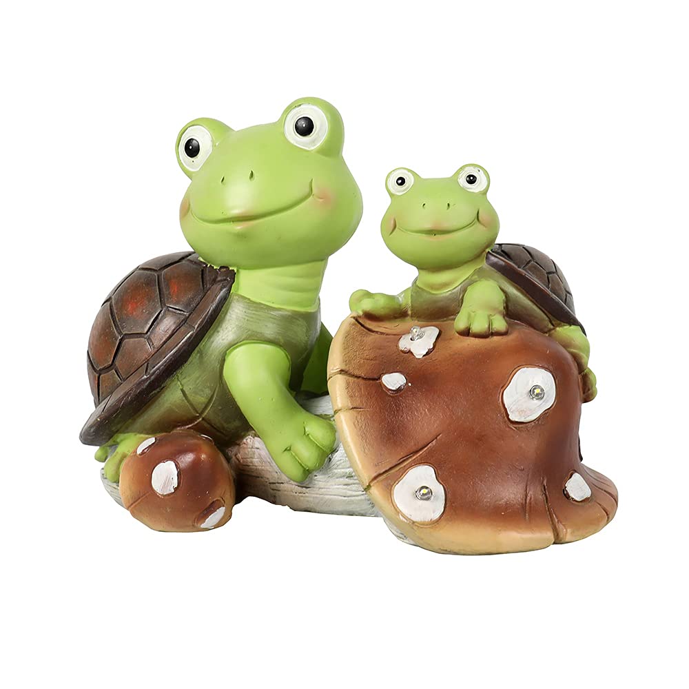 Vocheer Solar Powered Garden Statue - Cute Frog & Turtle Figurine with 3 LED Lights, Waterproof Resin Animal Sculpture for Patio, Lawn, Yard, Garden Decor | Perfect Outdoor Decoration for Backyard, Poolside & Landscape Lighting