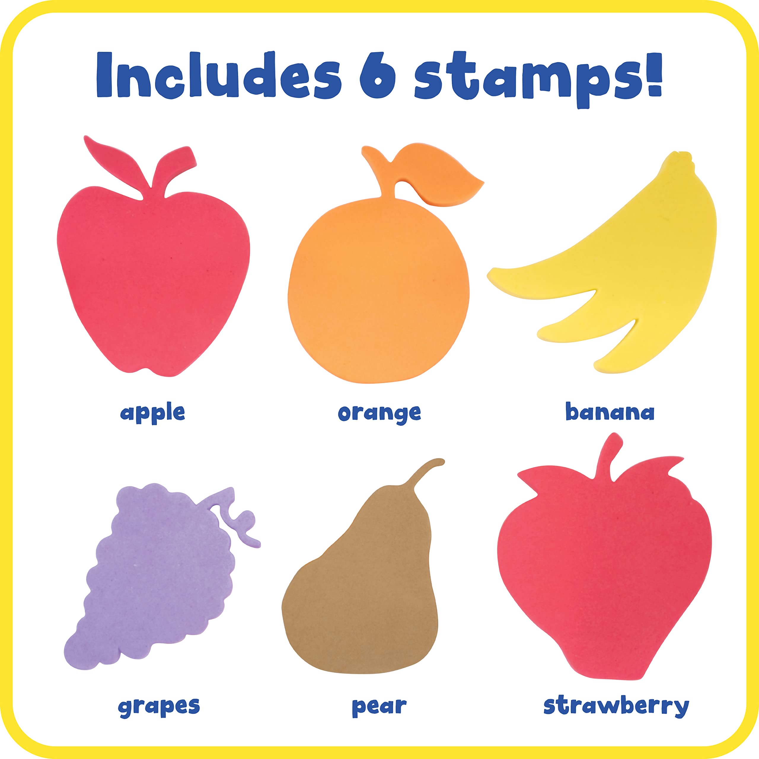 READY 2 LEARN Giant Fruit Stampers Set of 6 - Easy Grip Foam Stamps for Kids Arts & Crafts - Perfect for Classroom Projects, DIY Posters, Birthday Cards & Home Decor