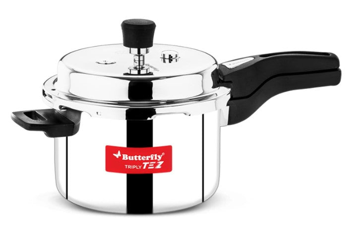 Butterfly Stainless Steel Triply Pressure Cooker 3L - Fast & Safe Cooking for Soups, Stews & Rice | Perfect for Home Kitchens & Camping