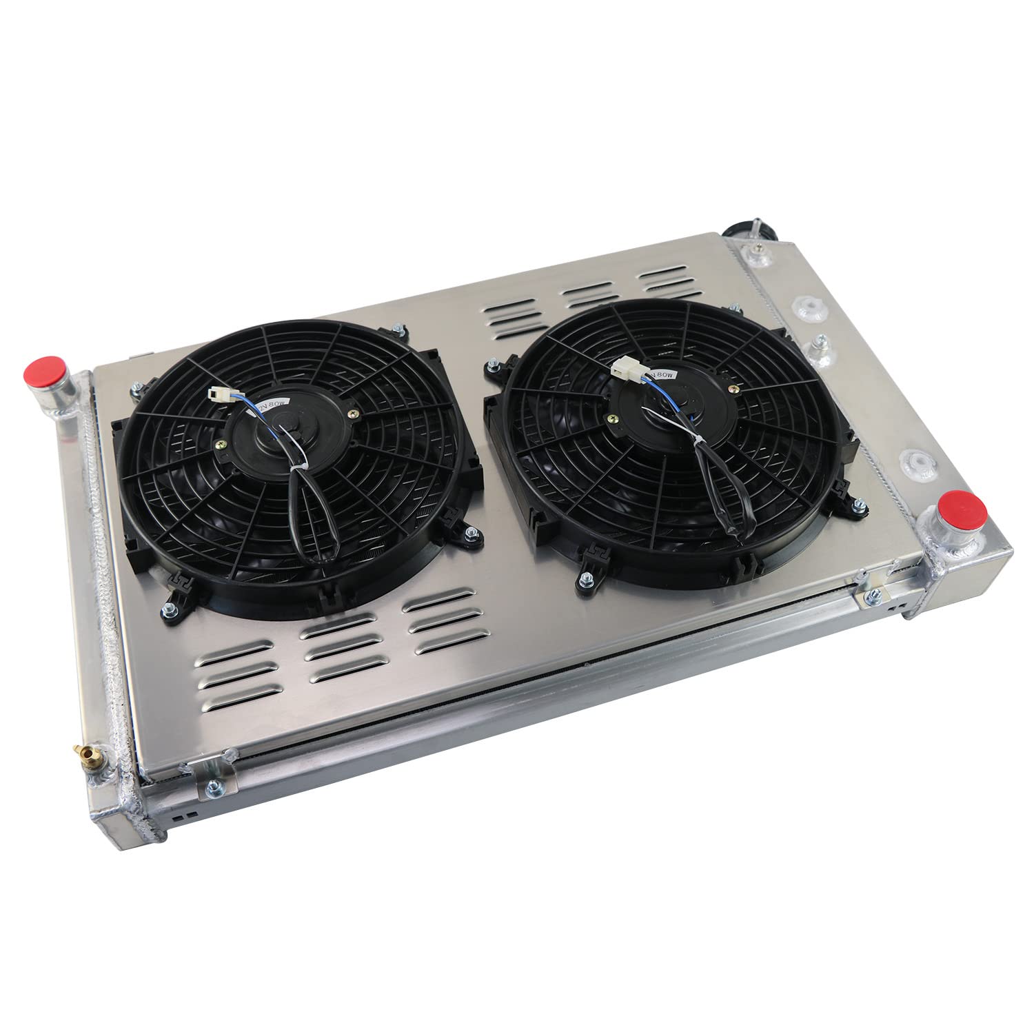 High-Performance 3 Row Aluminum Radiator with Fan Shroud & Relay Kit - Compatible with 1973-1980 Chevy/GMC C/K 10 20 30 Pickup Suburban, 1970-1981 Camaro, 1978-1987 Monte Carlo, 1978-1988 Cutlass Supreme & More - Perfect for Engine Cooling & Restoration Projects