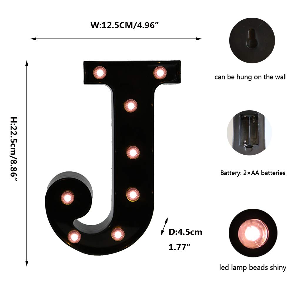 LED Marquee Letter Lights - Black Alphabet & Number Signs for Home, Bar, Wedding, Birthday Party Decor - Romantic Night Light & Christmas Decoration - Perfect for Bedroom, Nursery, Cafe, and Event Backdrops