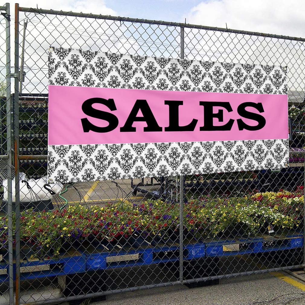 Vinyl Banner - 48x96 Inches, Weatherproof & Durable with 8 Grommets - Pink Business Advertisement Sign for Outdoor, Industrial & Yard Use - Perfect for Sales, Events, and Promotions