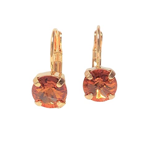 Topaz Crystal Gold Plated Lever Back Earrings – Elegant Dangle Earrings for Women, Perfect for Weddings, Parties & Special Occasions