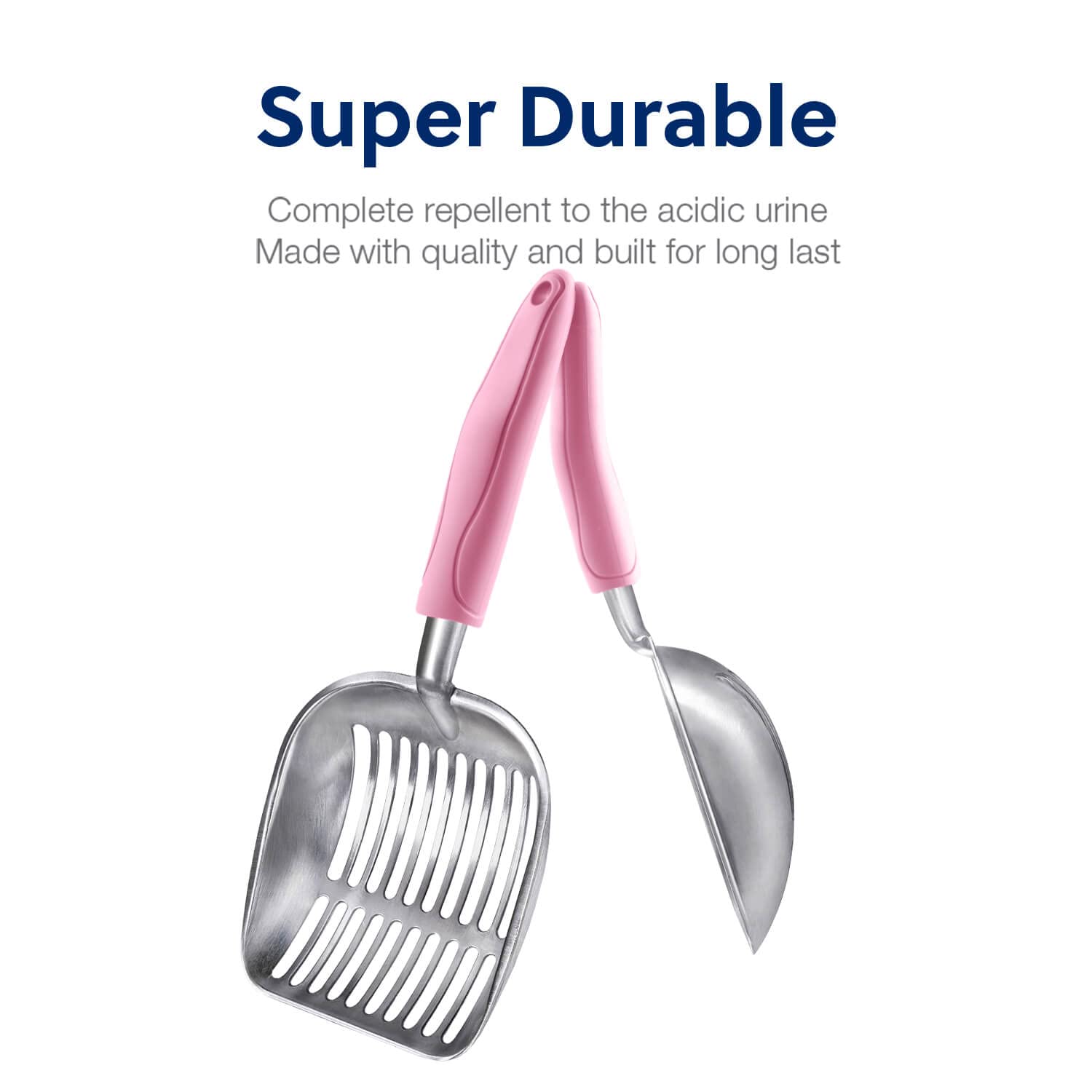 Premium WePet Aluminum Alloy Cat Litter Scoop - Durable Metal Kitty Litter Scooper with Long Handle & Deep Shovel for Easy Poop Sifting - Heavy Duty Litter Box Cleaner for Cats & Kittens - Perfect for Daily Pet Waste Cleaning & Odor Control