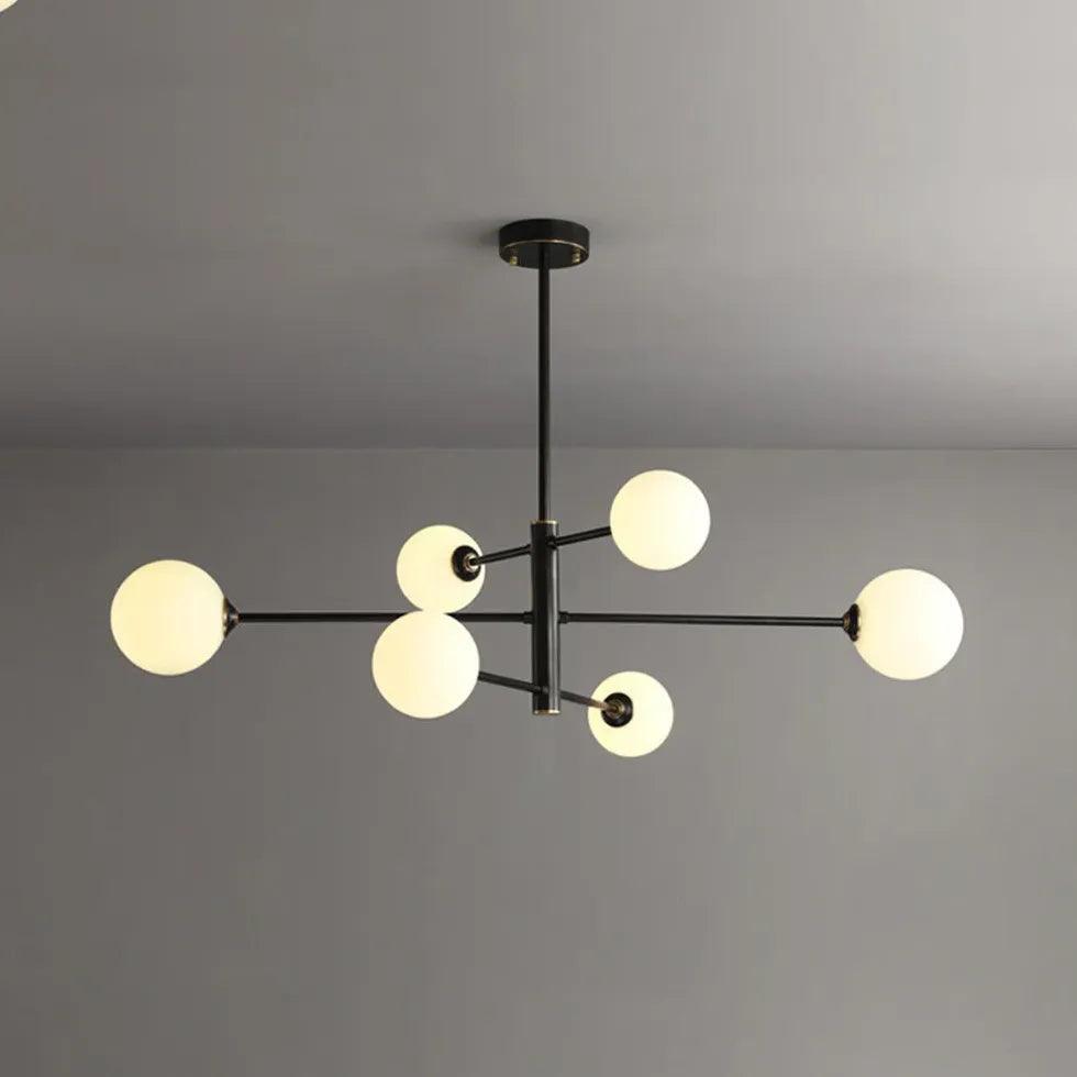 Modern White Multi Glass Ball Radial Chandelier - Elegant Ceiling Light Fixture for Dining Room, Living Room, Bedroom & Entryway Decor