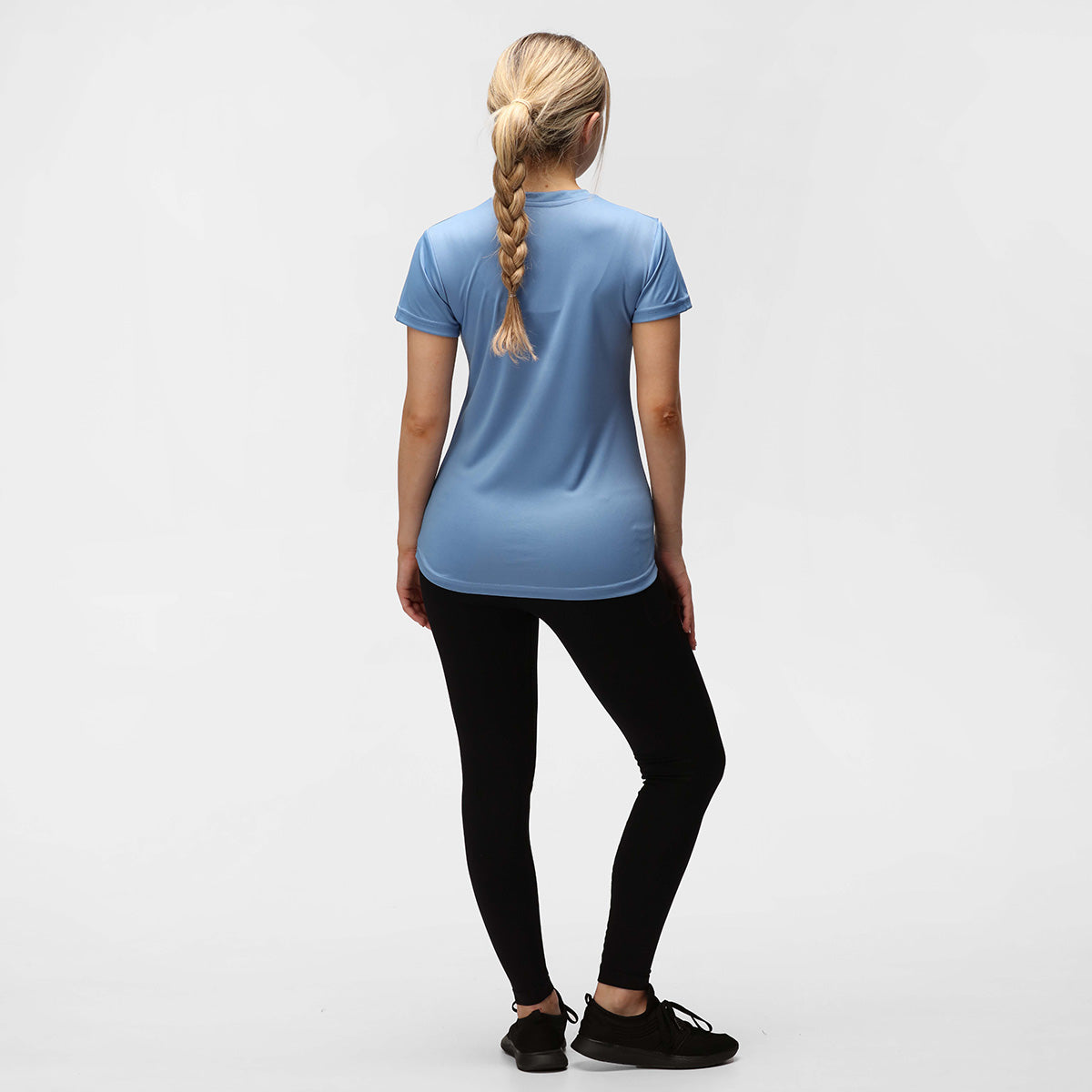 Premium Cornflower Blue Diamond Pattern Women's Technical T-Shirt - Moisture-Wicking & Breathable for Workouts, Yoga & Outdoor Activities