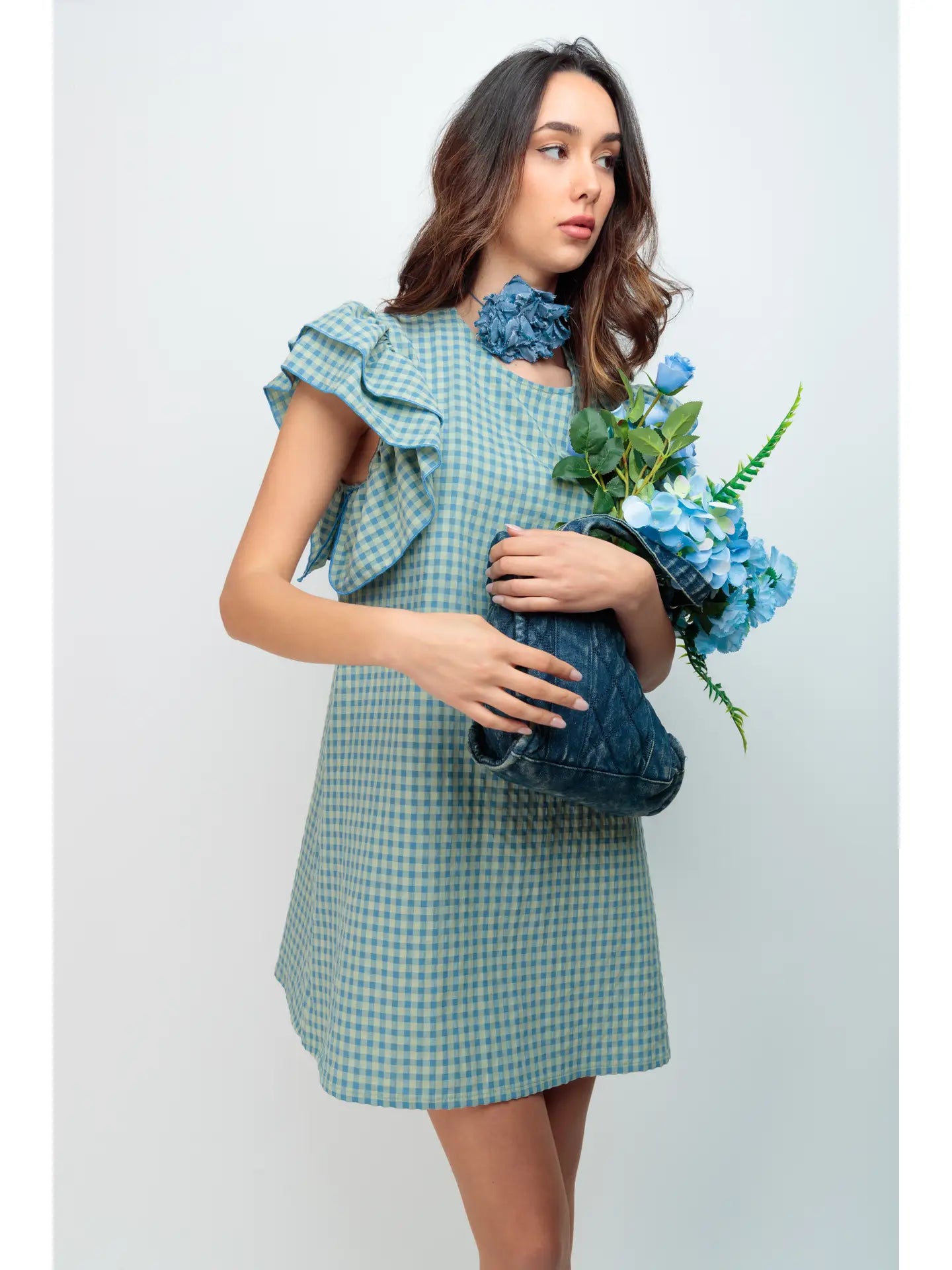 Keira Blue Vichy Robe - Stylish and Comfortable Women's Dress for Casual Wear, Loungewear, and Summer Outings