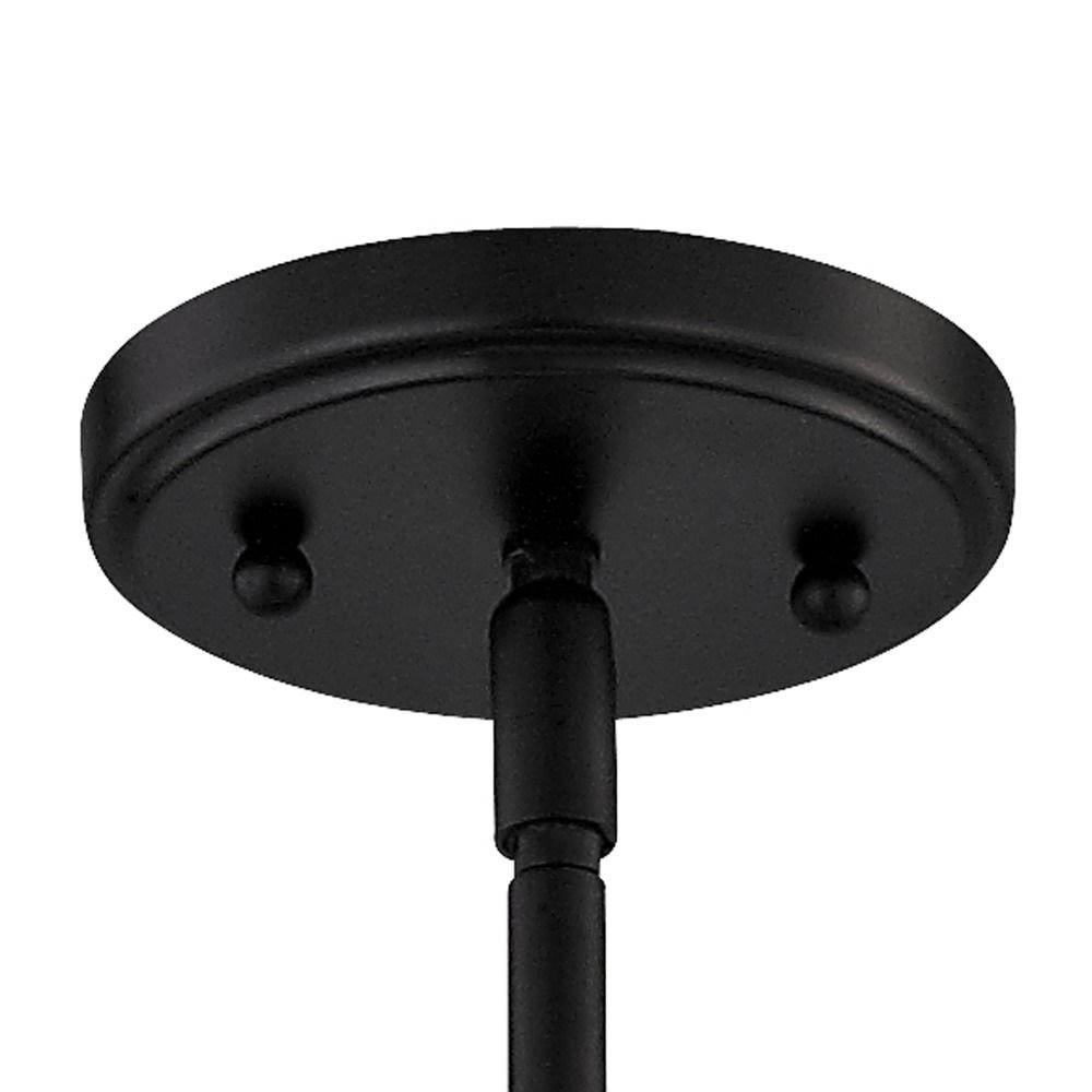 Farmhouse Industrial Black Mini-Pendant Light Fixture - 7.38 Inch Wide Hanging Lamp for Kitchen Island, Dining Room, or Entryway Lighting