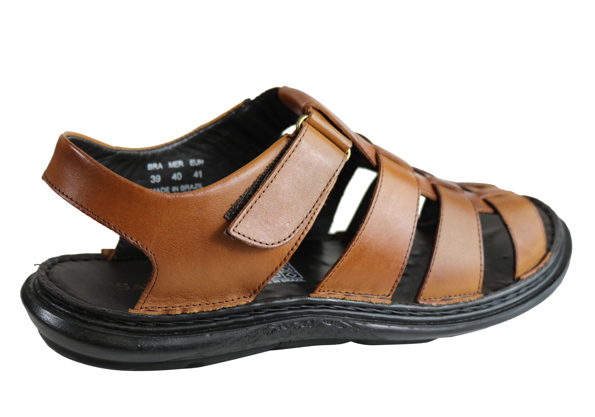 Savelli Kain Men's Leather Comfortable Cushioned Sandals - Handmade in Brazil - Perfect for Beach, Vacation & Summer Outdoor Activities