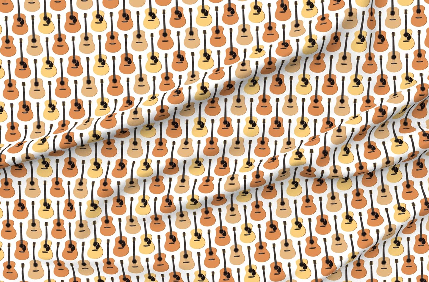 Vintage Acoustic Guitars Music Print Cotton Fabric by The Yard - Premium Petal Signature Cotton for Sewing, Quilting, Apparel & Home Decor | Perfect for DIY Crafts, Curtains, Pillows & Upholstery