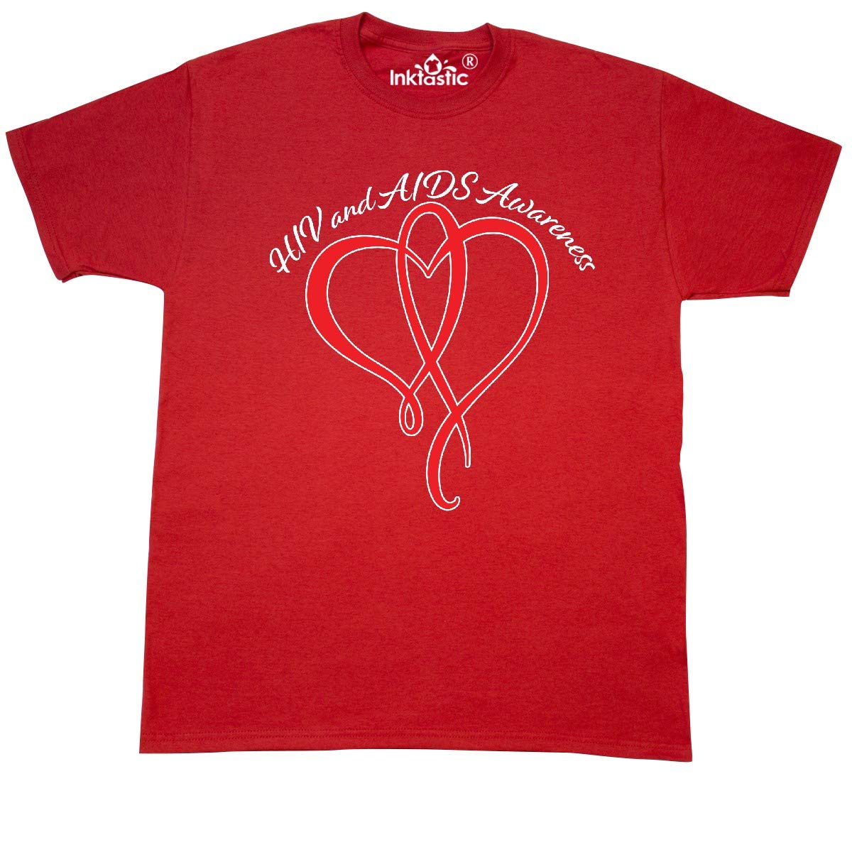 Inktastic HIV and AIDS Awareness Red Heart Ribbon T-Shirt - Support Cause with Stylish Unisex Tee for Fundraisers, Walks & Awareness Events