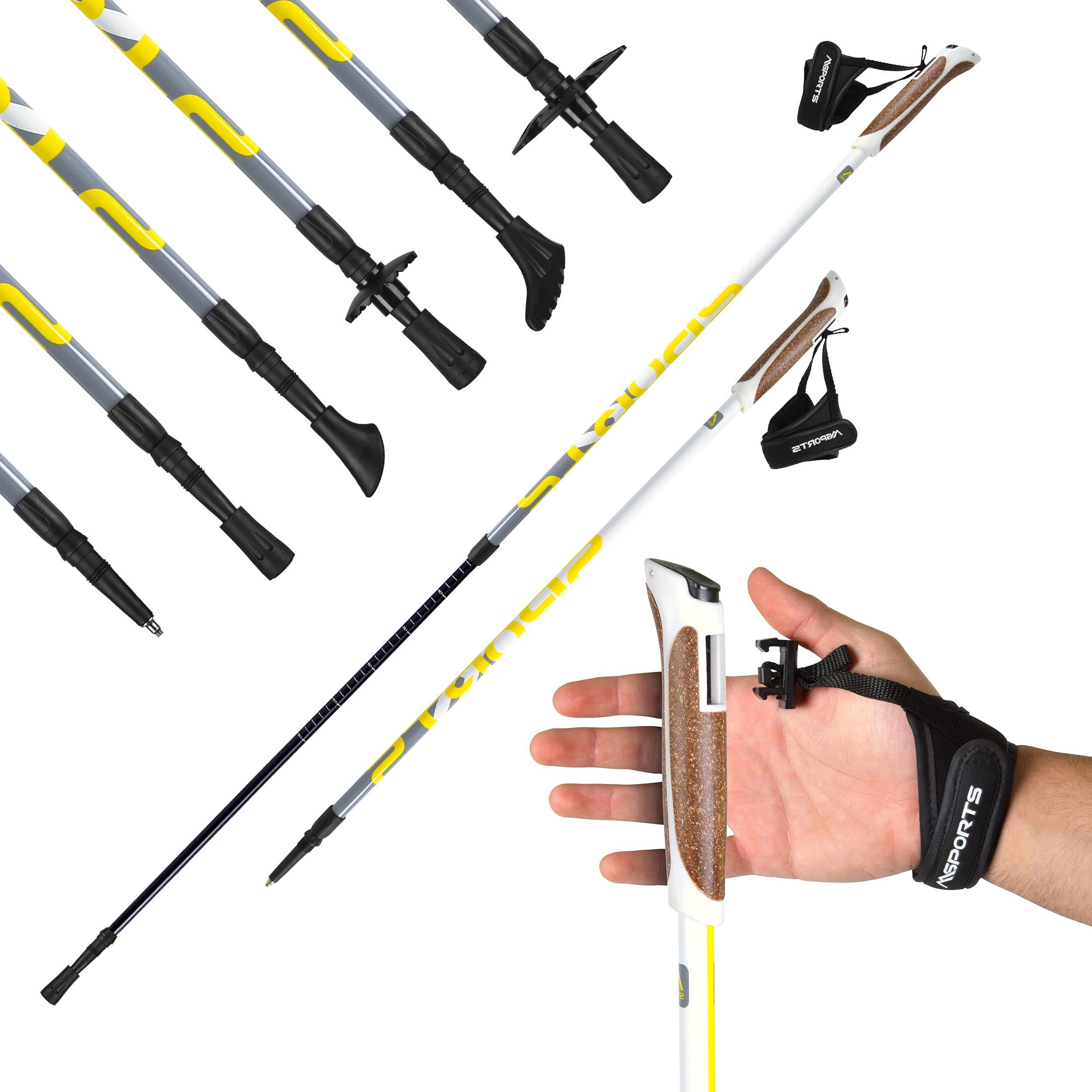 Premium Nordic Walking Poles - Lightweight & Durable Trekking Sticks with Carrying Case - Adjustable for Hiking, Fitness & Outdoor Activities