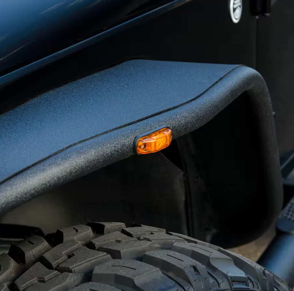 (2) Amber LED Side Marker Lights for Jeep Wrangler - Flat Style Fender Flare - Durable Off-Road Lighting for Enhanced Visibility & Safety