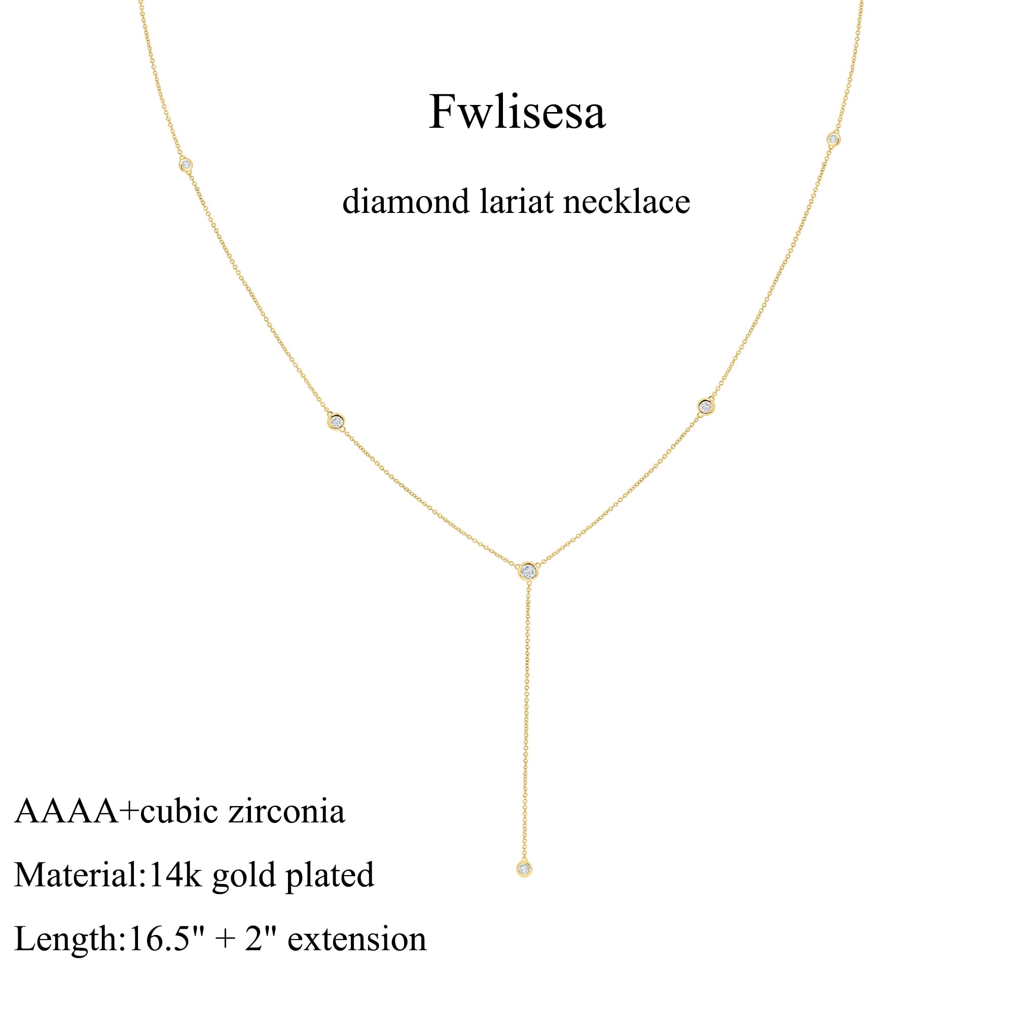 Elegant 14K Gold Plated Lariat Necklace for Women - Dainty Layered Beaded Bar CZ Drop Y-Choker | Perfect for Date Nights, Office Wear & Special Occasions | Trendy Gold Jewelry Gift for Her