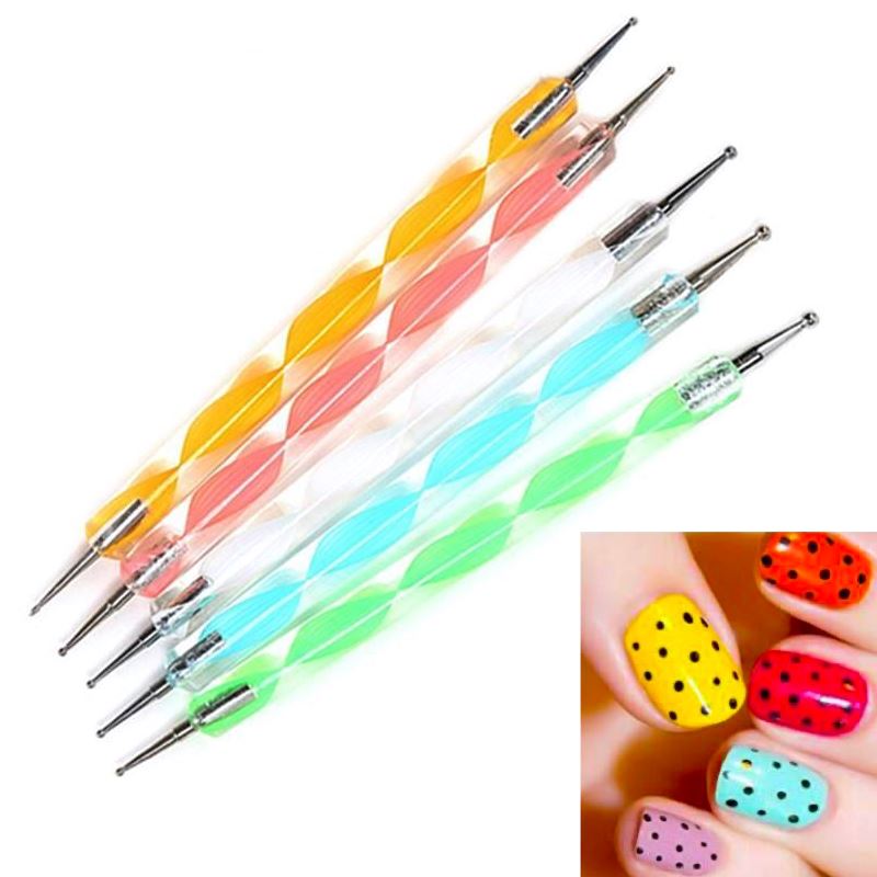 5-Piece Dual-Ended Nail Dotting Tool Set for Professional Nail Art Designs - Perfect for DIY Manicures, Salon Use & Nail Art Enthusiasts