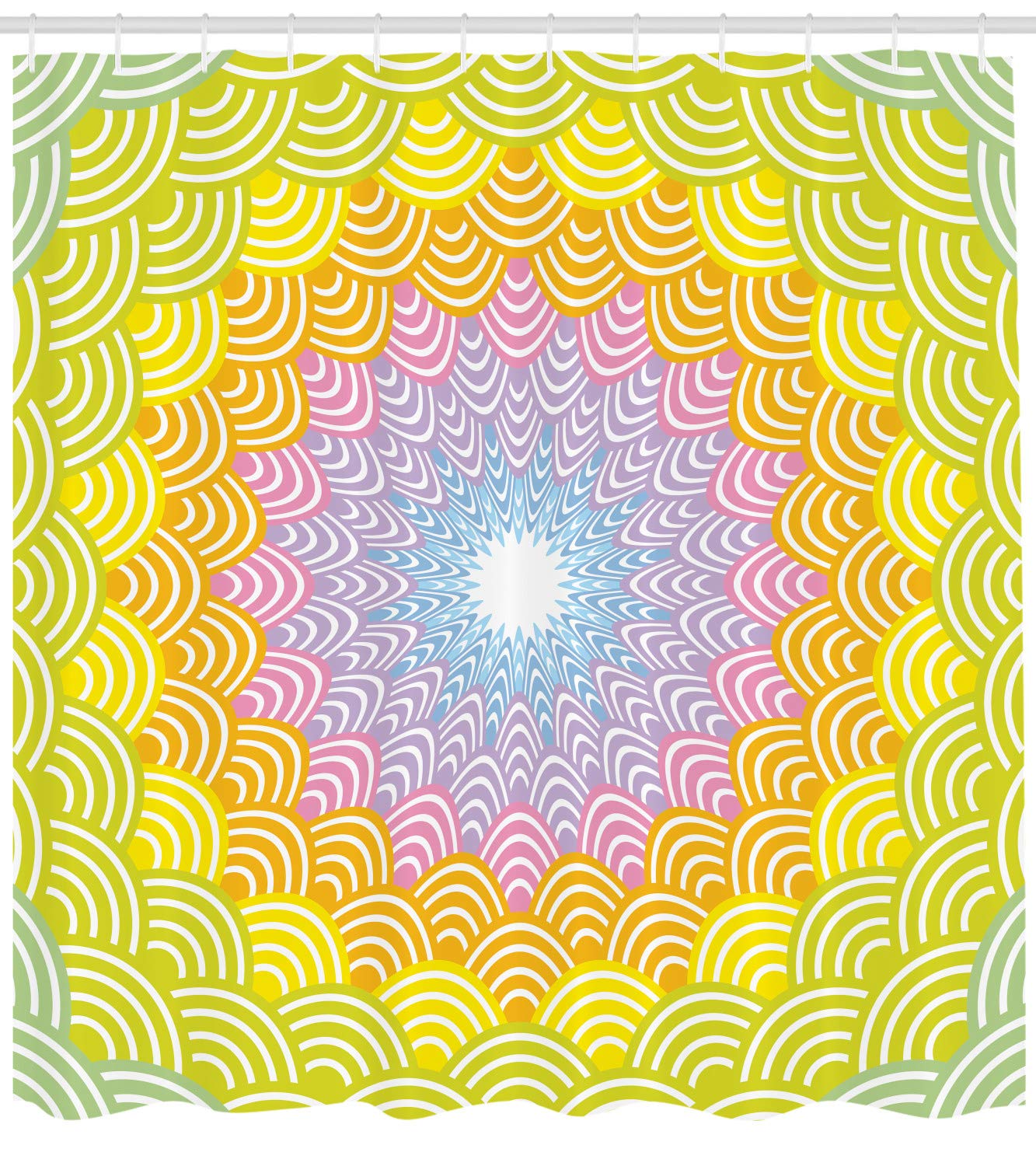 Ambesonne Fish Scale Shower Curtain - Rainbow Japanese Wave Design, Extra Wide 105 Inch Waterproof Fabric Bathroom Decor with Hooks | Perfect for Coastal, Boho & Modern Bathrooms