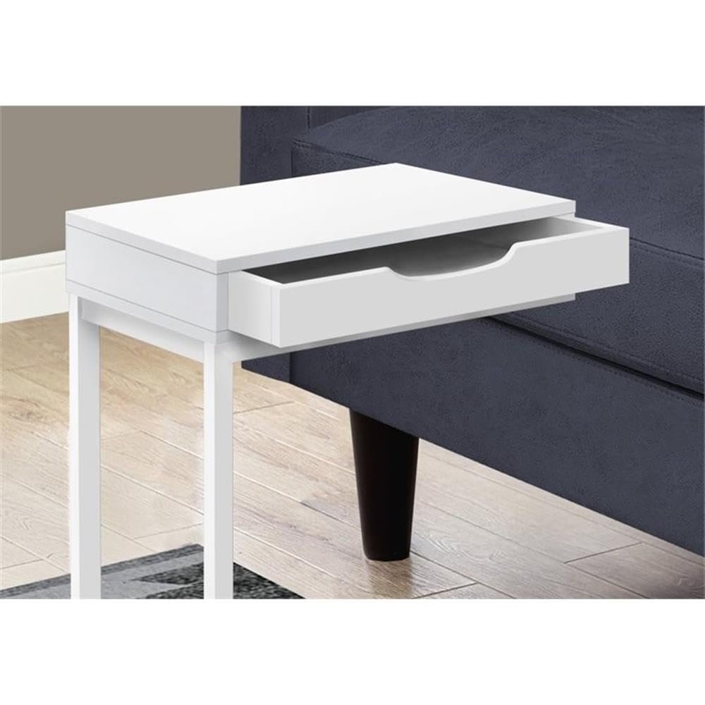 Home Square 1 Drawer Metal Accent Table in White Finish - Set of 2 | Modern Nightstand or Side Table for Bedroom, Living Room & Office | Sturdy Metal Frame with Storage Drawer